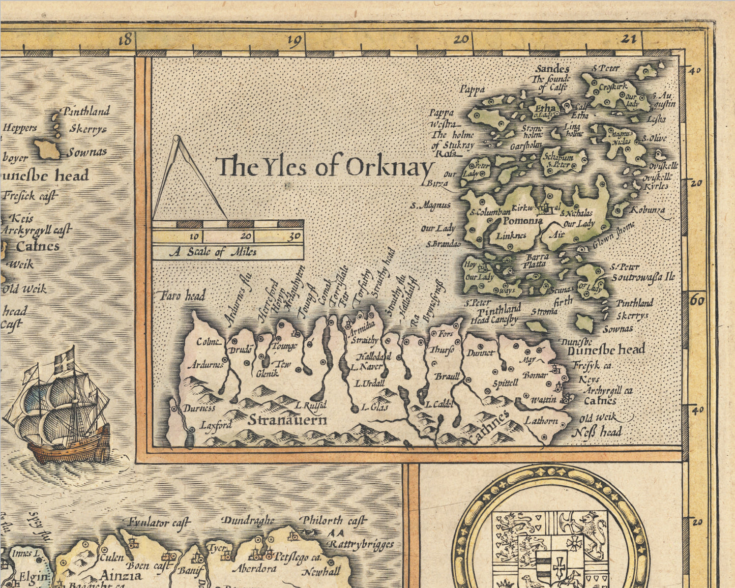 SCOTLAND Map John Speed 1611 Orkneys Shetlands Hebrides Highlands