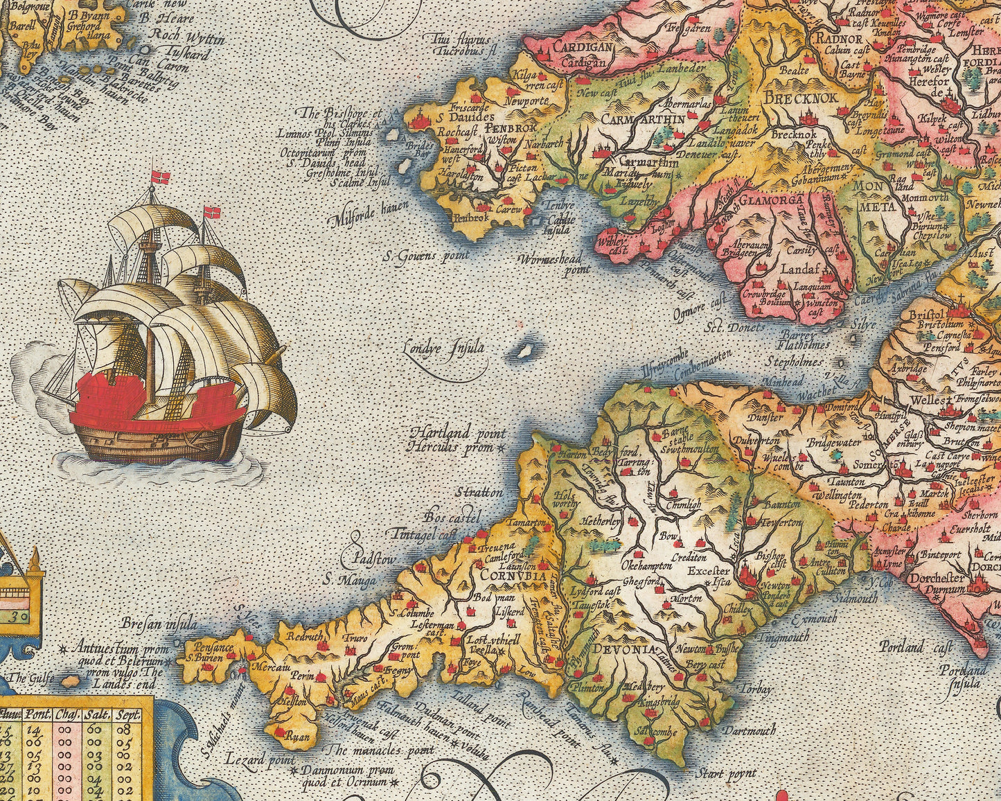 Old map of ENGLAND & IRELAND 1605 by Abraham Ortelius and Virents