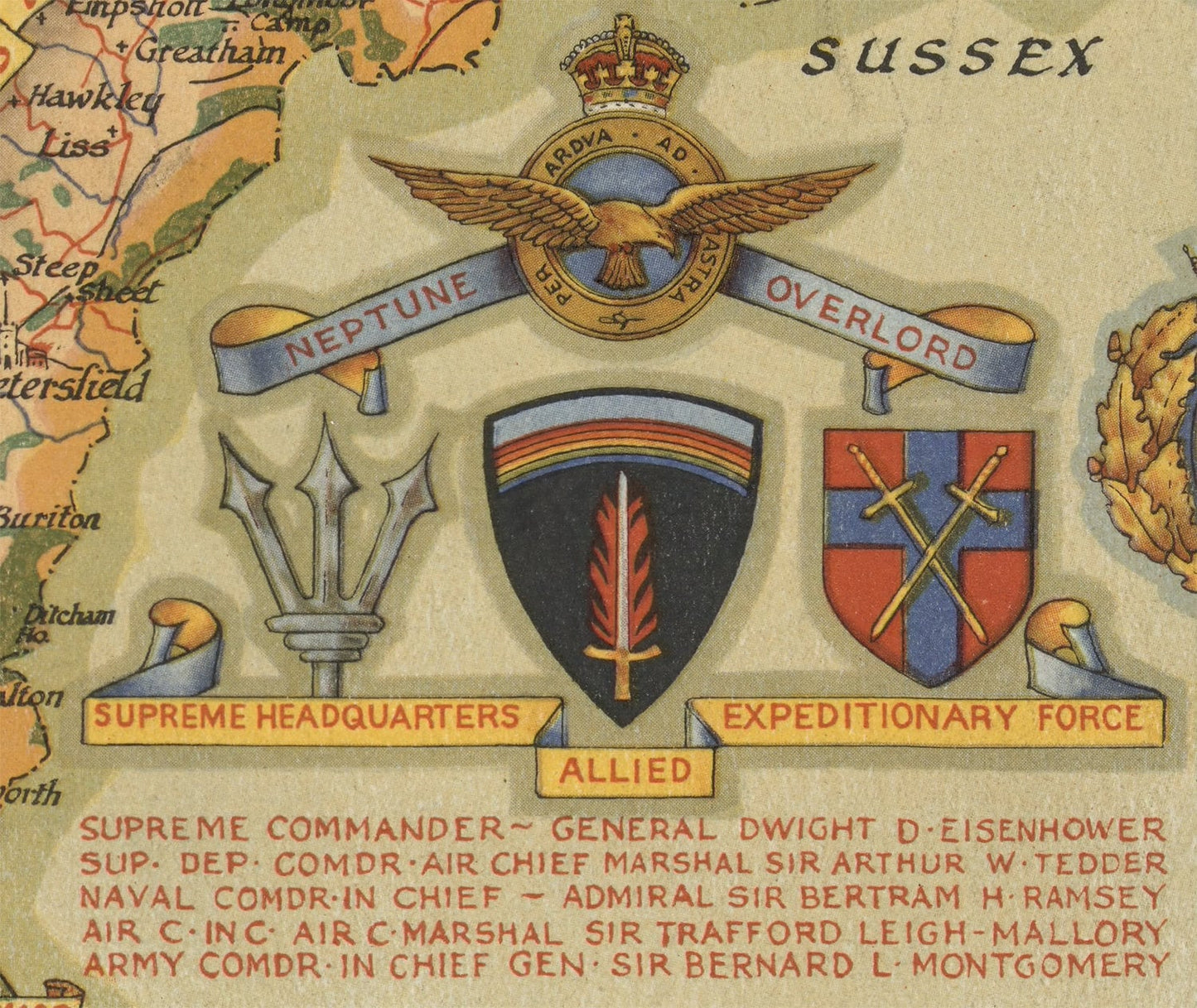 Vintage HAMPSHIRE map, 1947 by Ernest Clegg, pictorial map