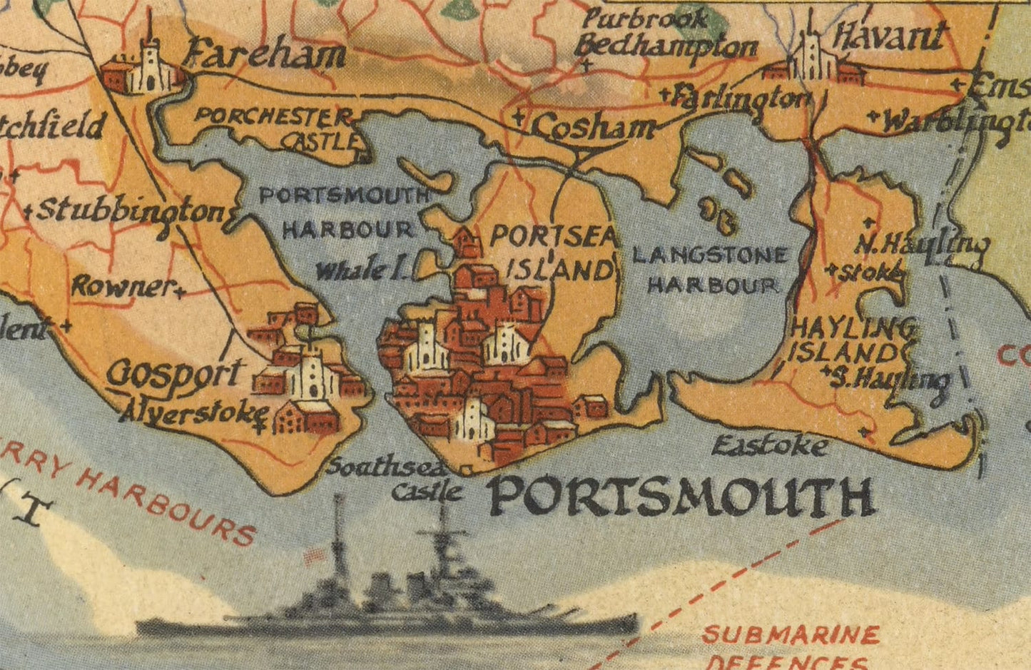 Vintage HAMPSHIRE map, 1947 by Ernest Clegg, pictorial map