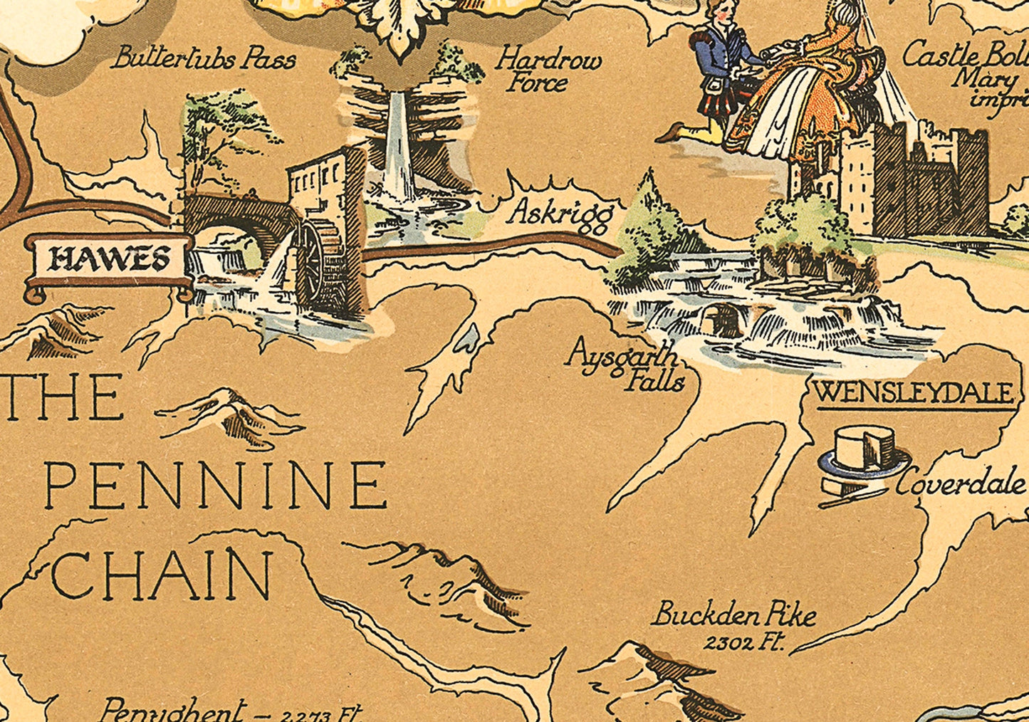 Vintage YORKSHIRE RAILWAYS Map, 1949 by Estra Clark, pictorial map