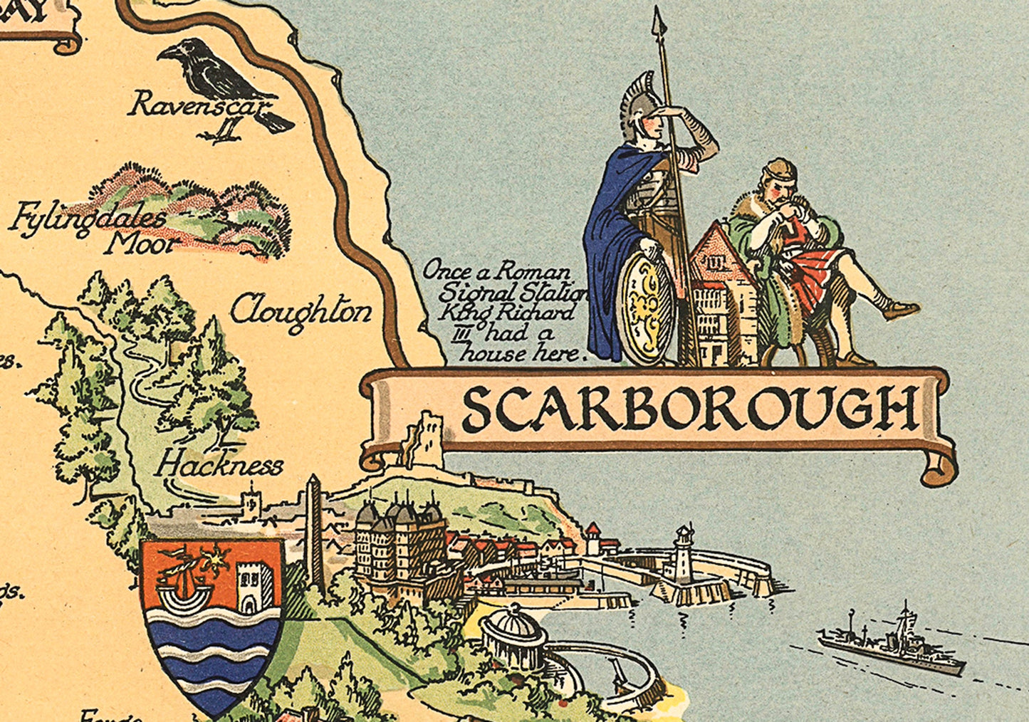 Vintage YORKSHIRE RAILWAYS Map, 1949 by Estra Clark, pictorial map