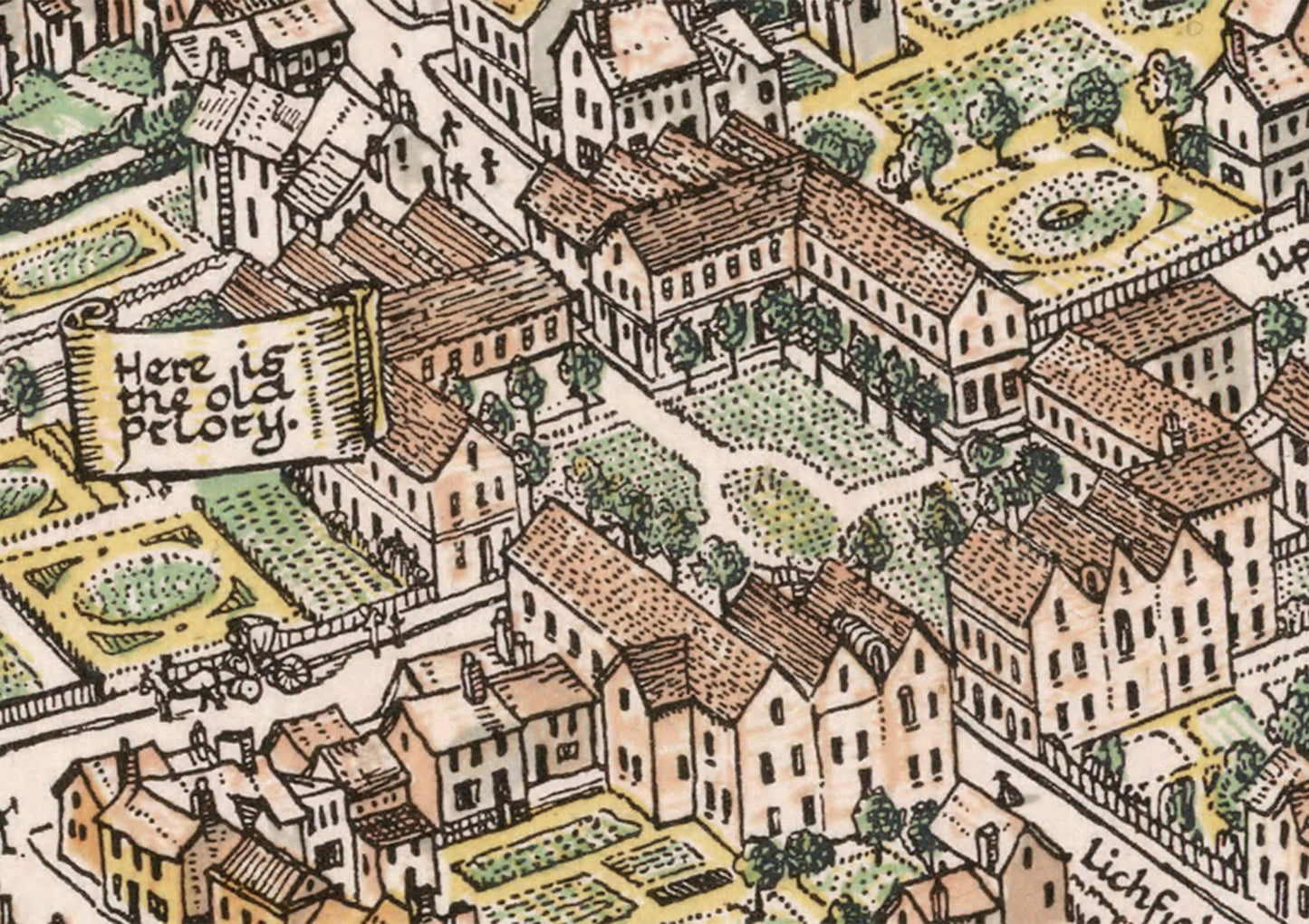 BIRMINGHAM Pictorial Map as imagined 1730, Bernard Sleigh 1923