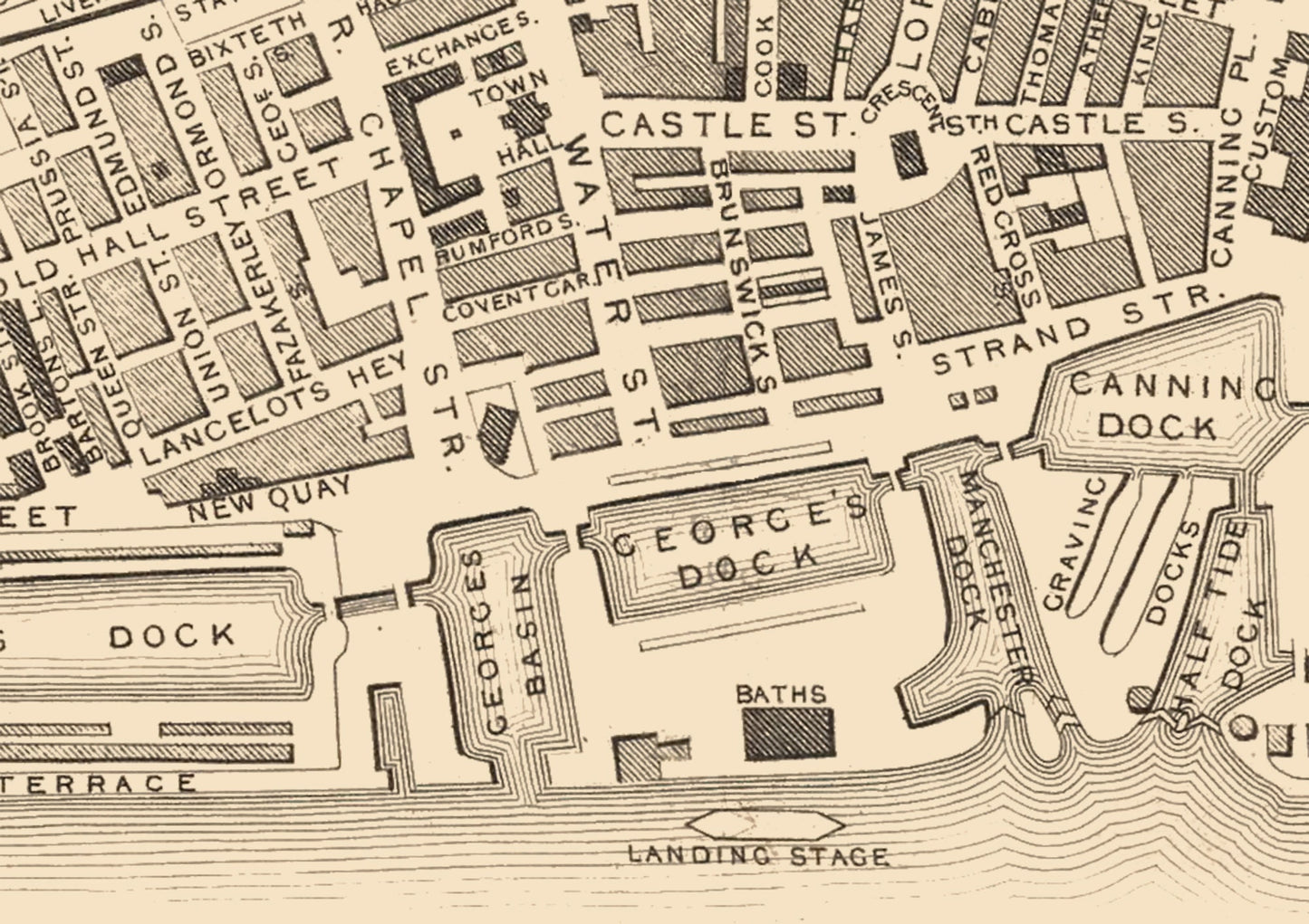 Vintage LIVERPOOL map 1851 by Tallis and Rapkin