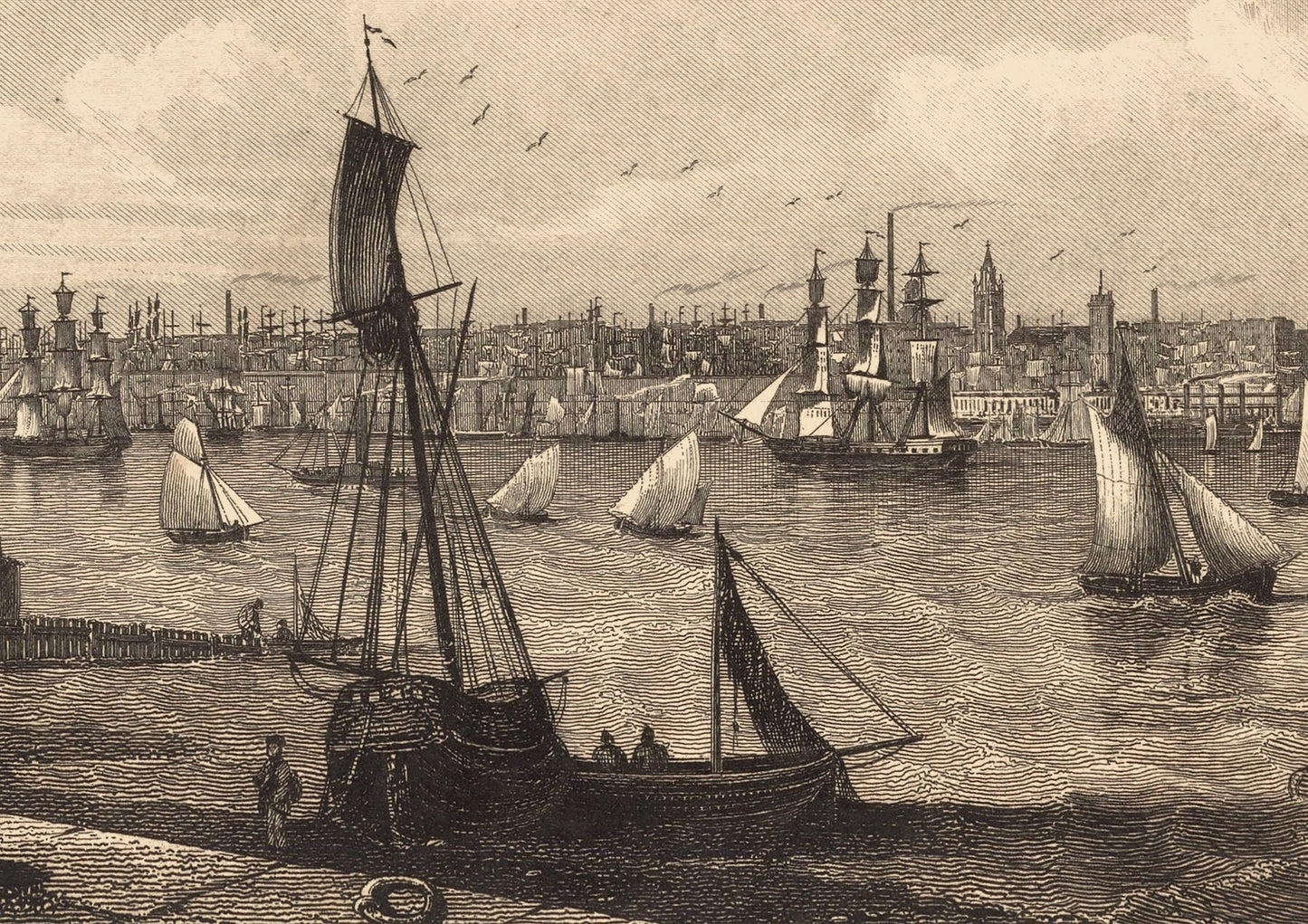 Vintage LIVERPOOL map 1851 by Tallis and Rapkin