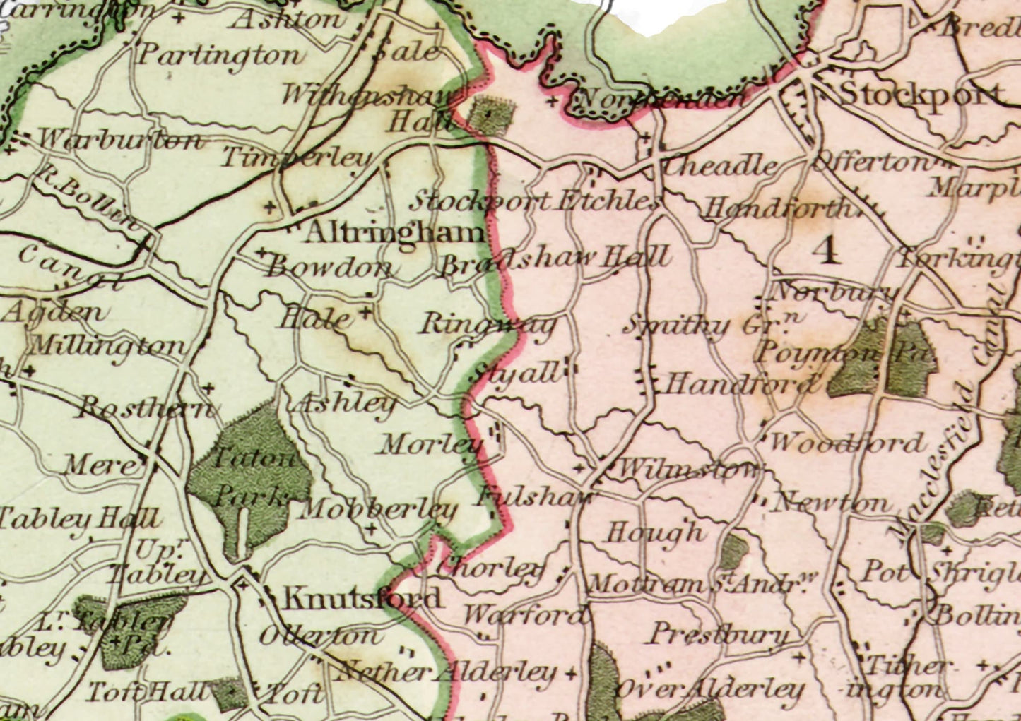 CHESHIRE 1837 - Reproduction vintage County Map by Thomas Moule 1837