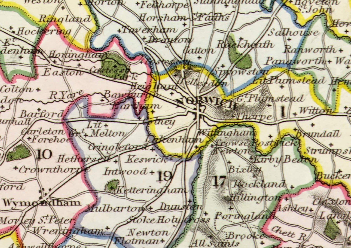NORFOLK 1837 - Reproduction vintage County Map by Thomas Moule