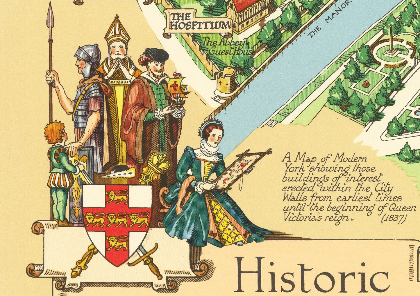 Fascinating Historic YORK Map, 1947 by Estra Clark