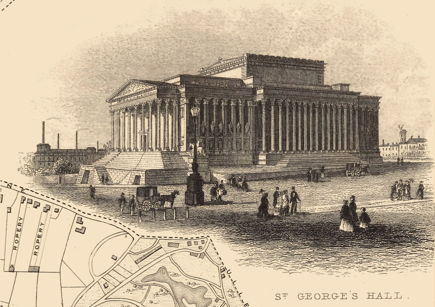 Vintage LIVERPOOL map 1851 by Tallis and Rapkin