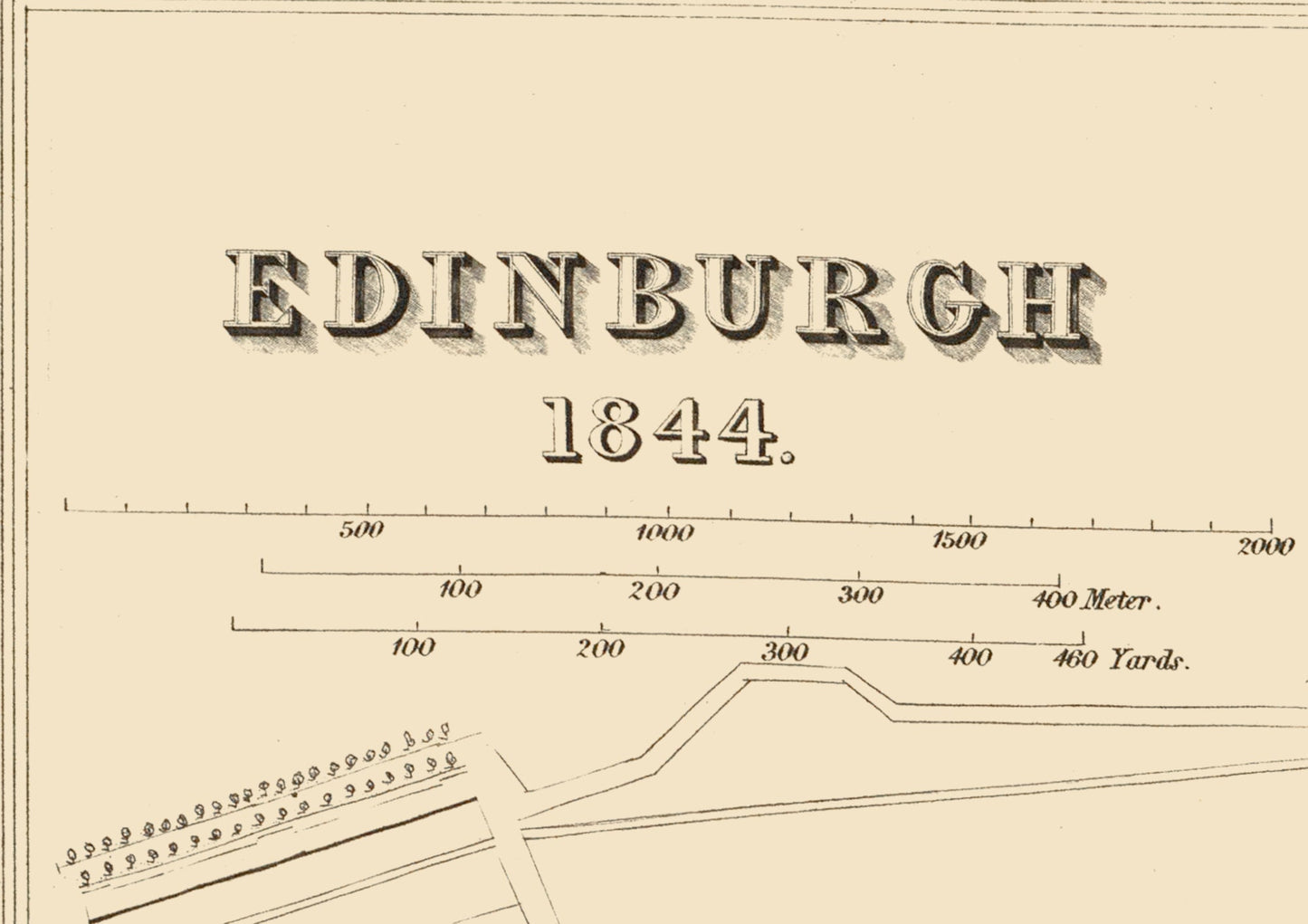 Vintage EDINBURGH High Quality Reproduction Map of 1844