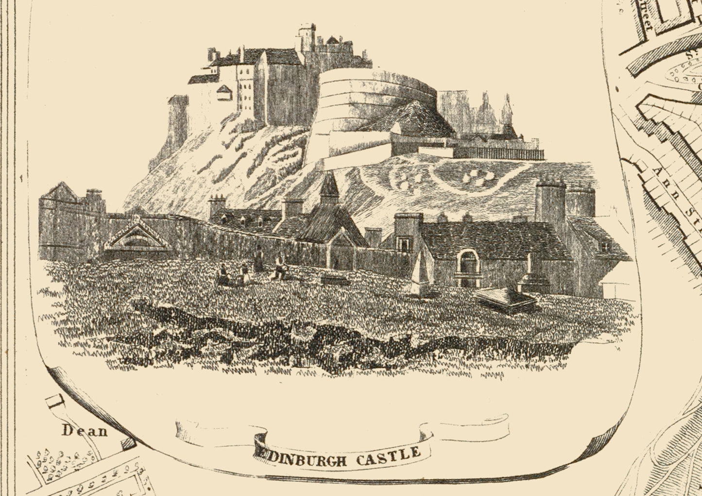 Vintage EDINBURGH High Quality Reproduction Map of 1844