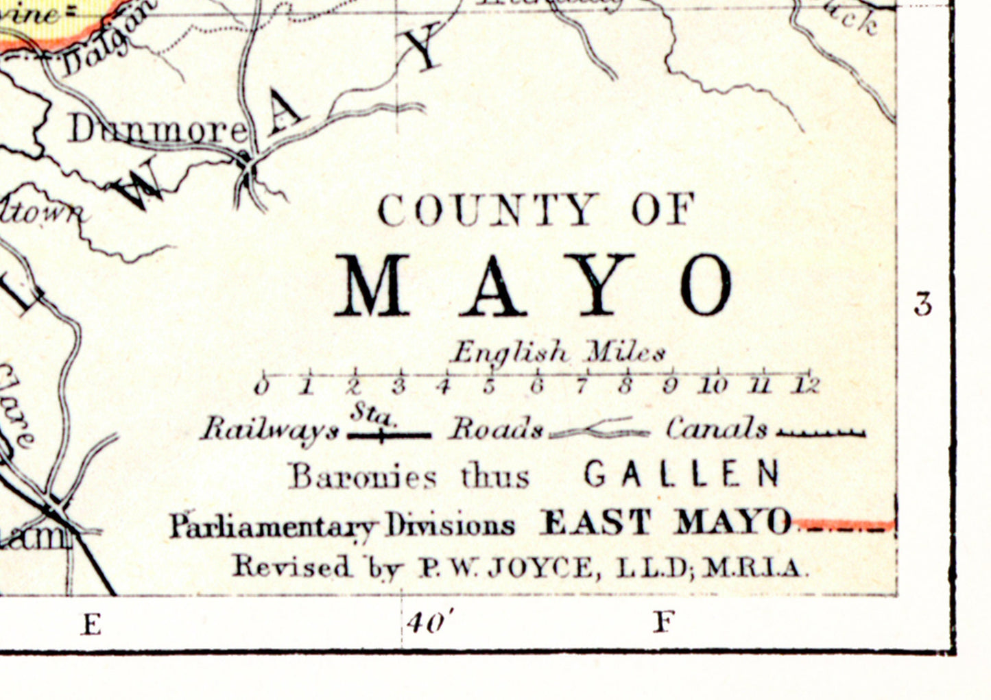 County MAYO, Antique reproduction Irish Map 1897 by Bartholomew