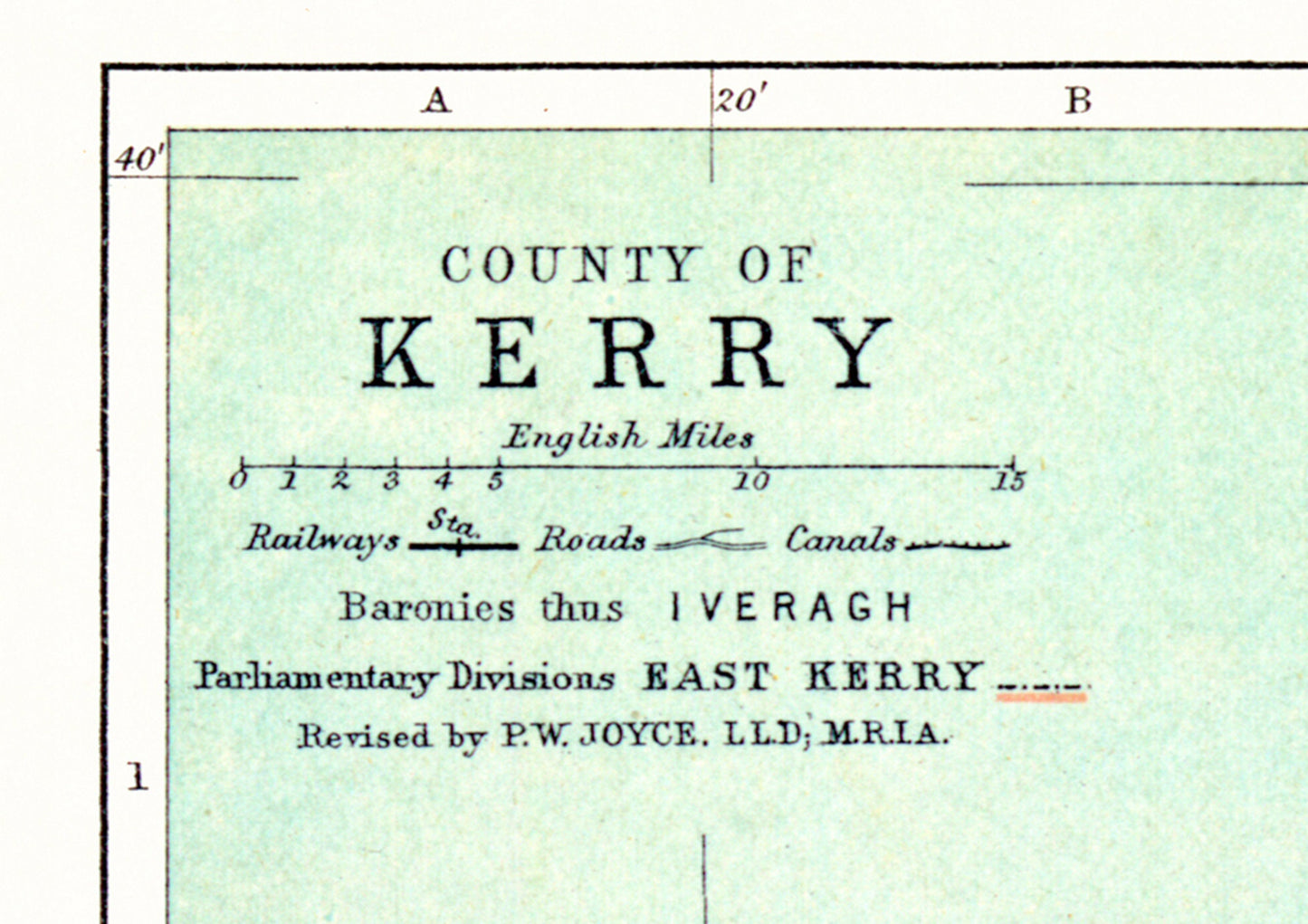 County KERRY Antique reproduction Irish Map 1897 by John Bartholomew
