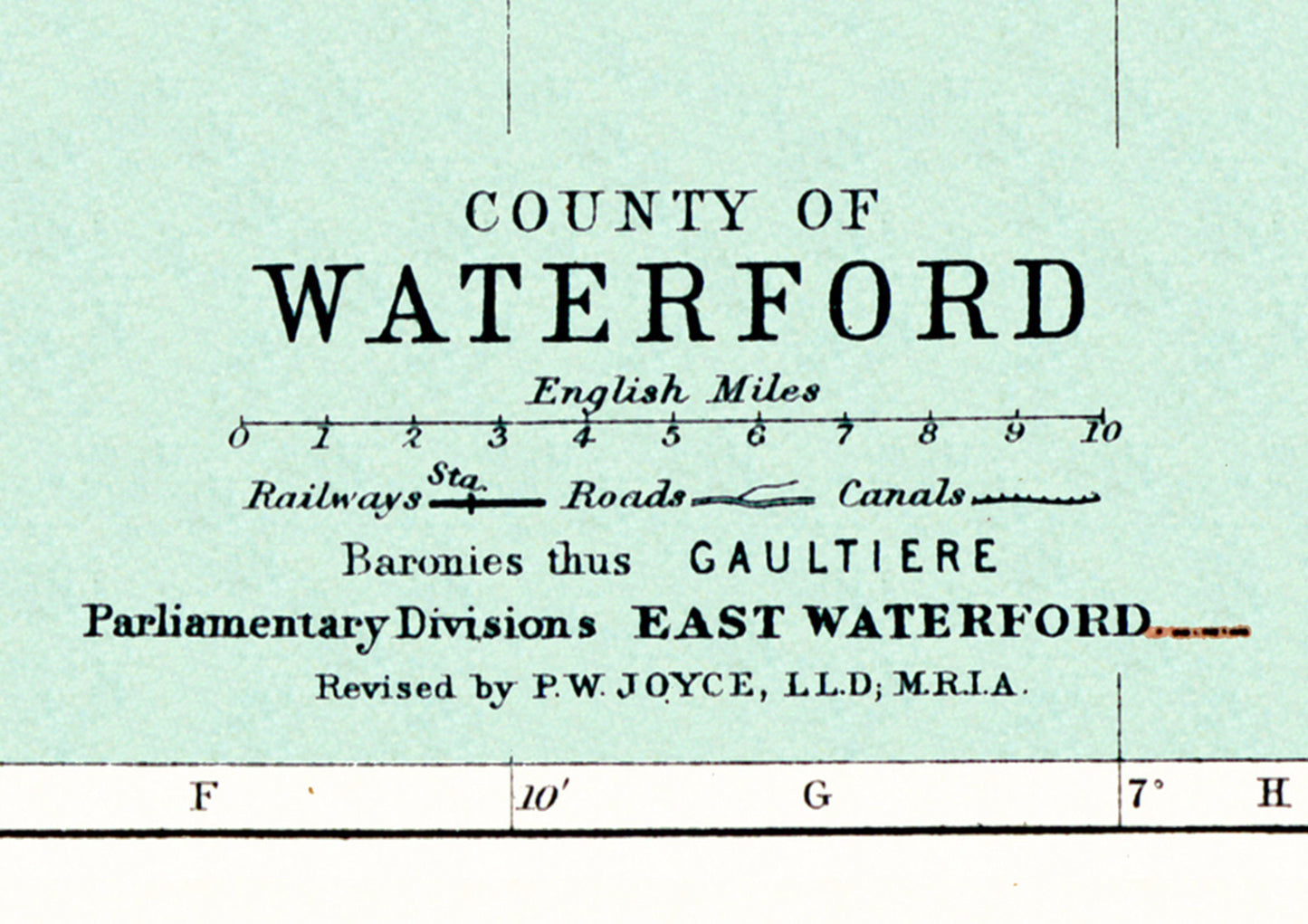 County WATERFORD reproduction Irish Map 1897 by J Bartholomew