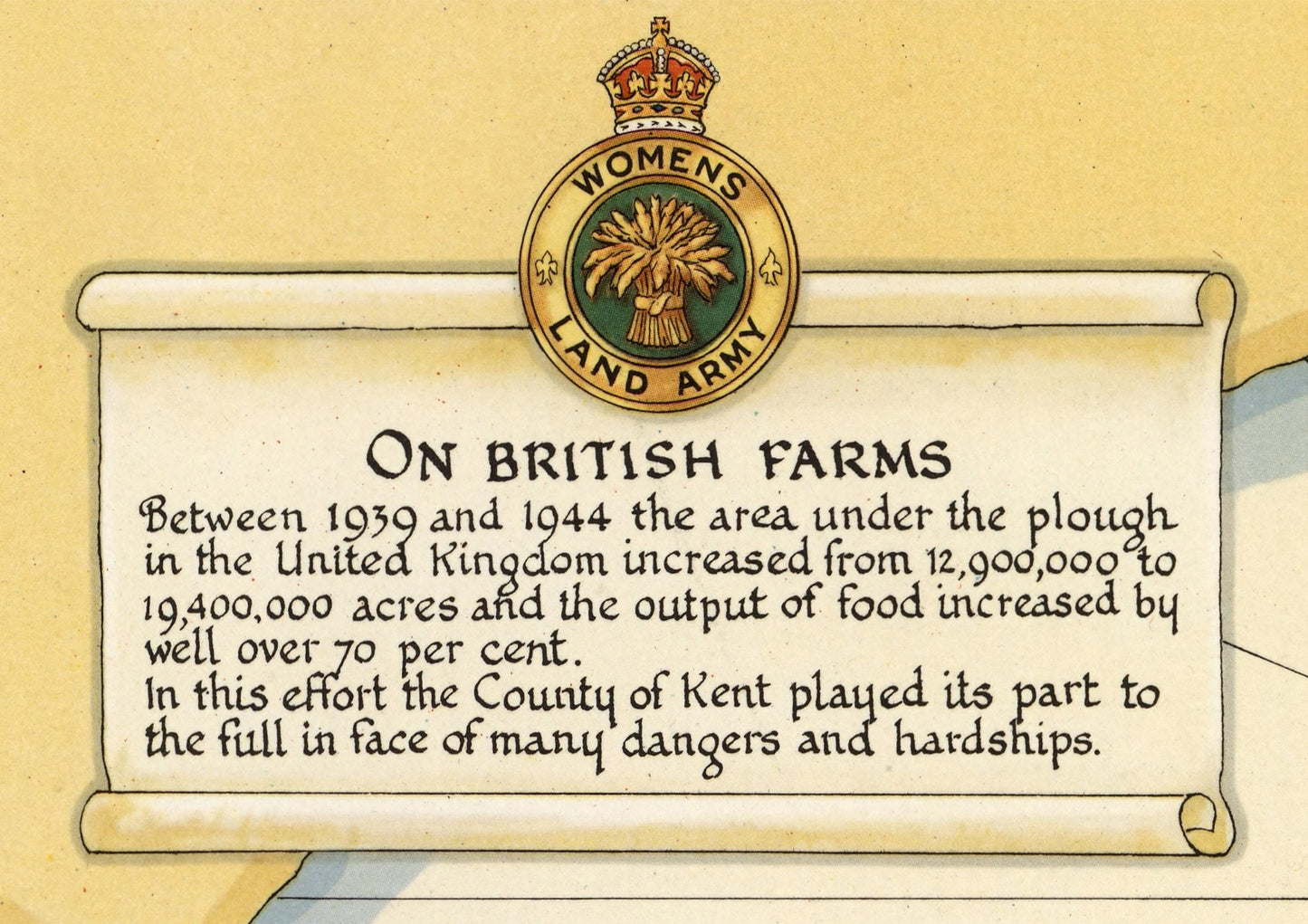 Vintage KENT Map, 1945, Ernest Clegg, pictorial map