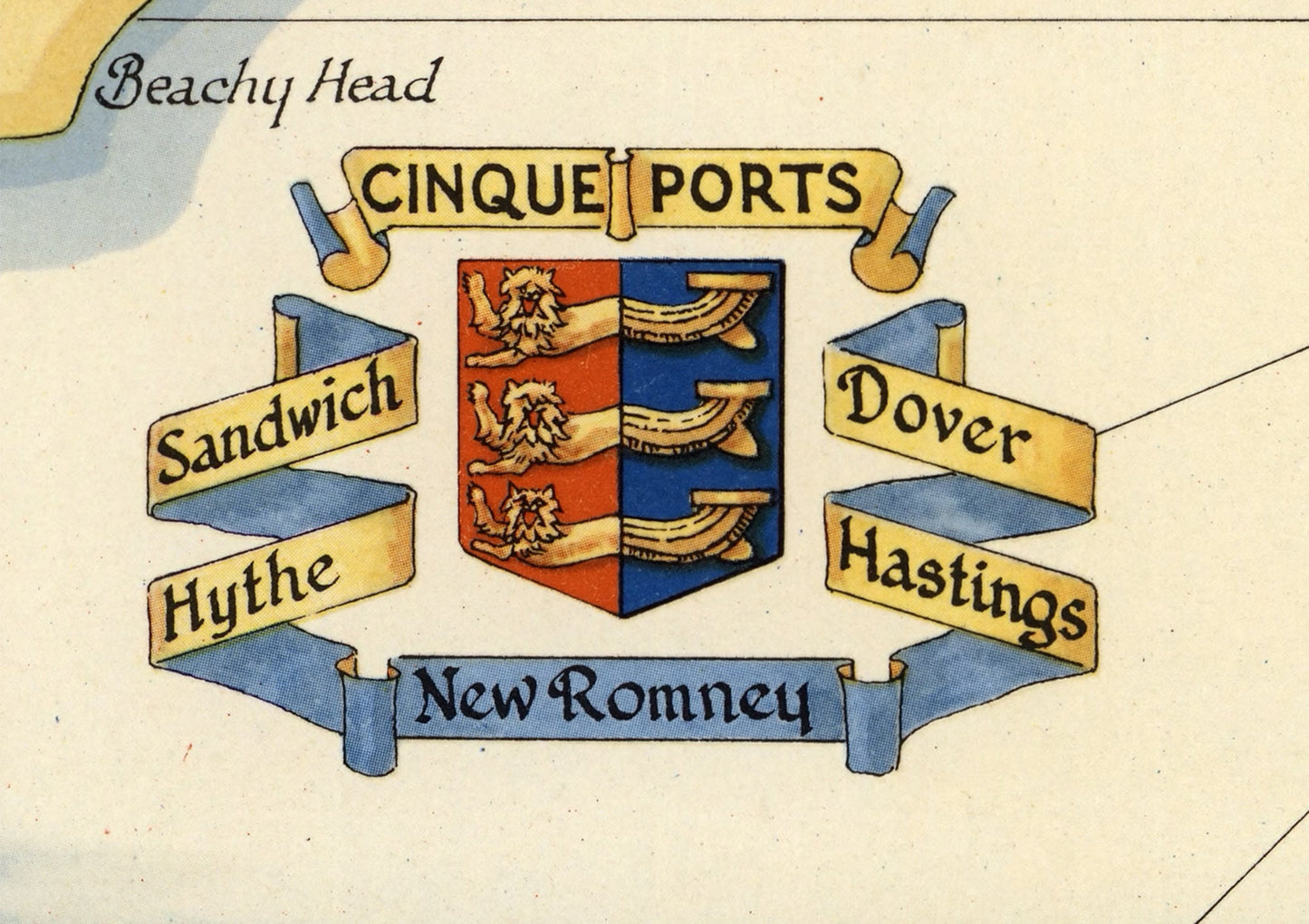 Vintage KENT Map, 1945, Ernest Clegg, pictorial map