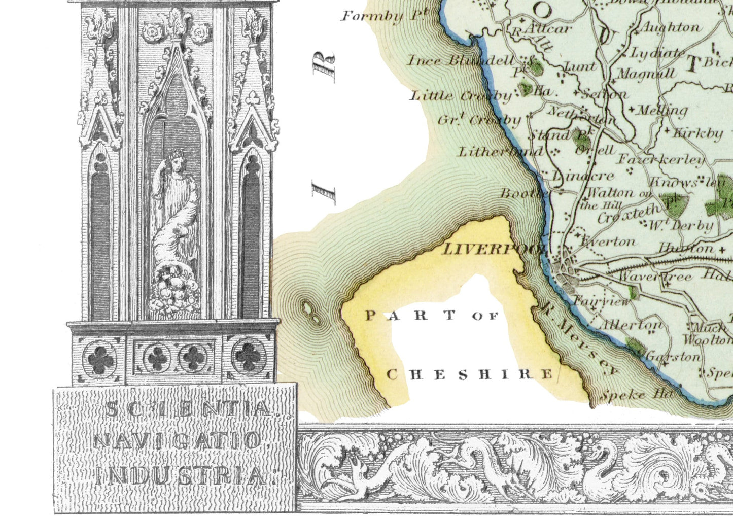 LANCASHIRE 1837 - Reproduction vintage County Map by Thomas Moule