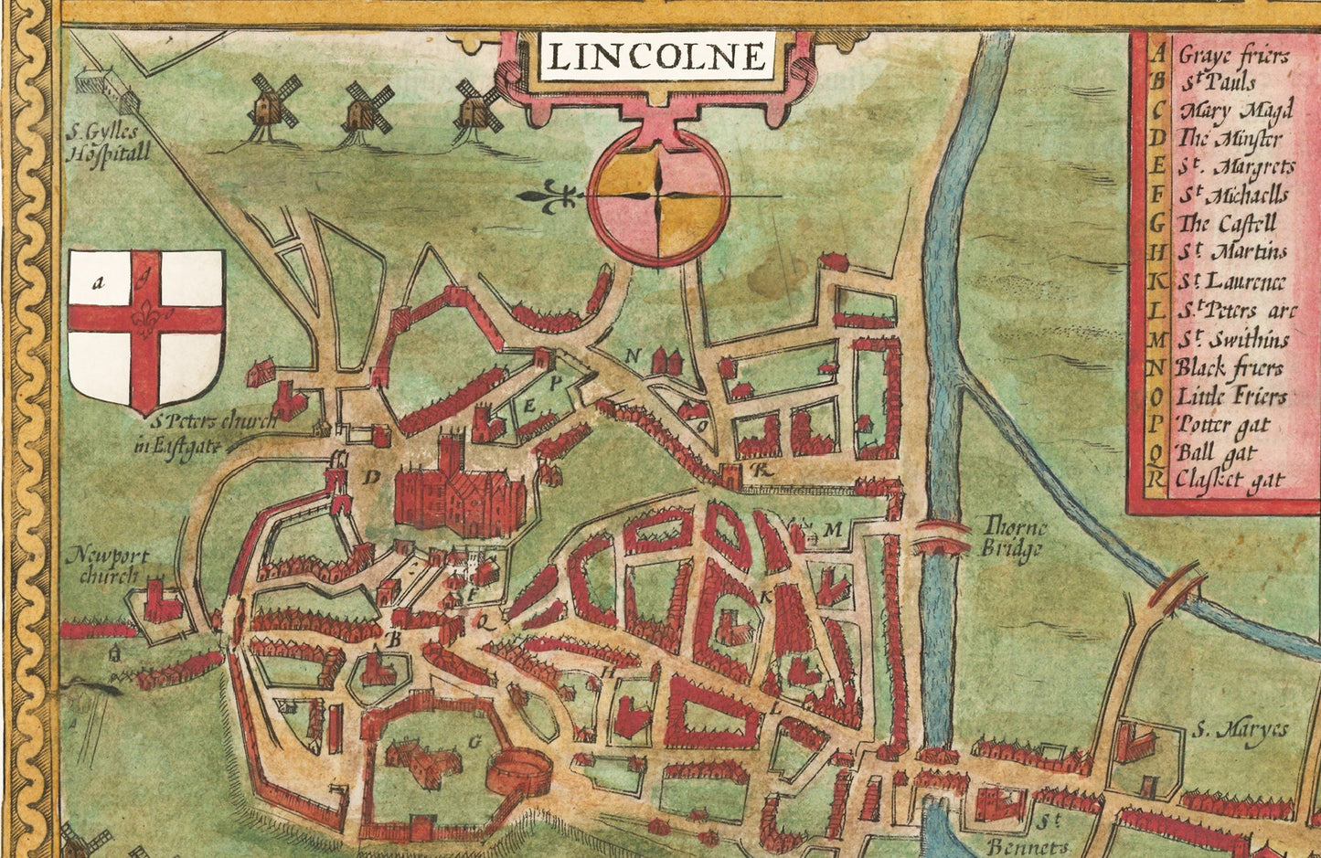 Old LINCOLNSHIRE Map 1611 John Speed Lincoln Grimsby Grantham Boston