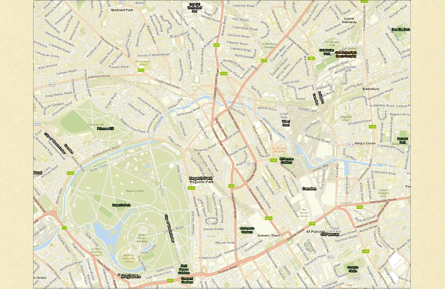 Old LONDON map 1877 Regents Park, Camden Town, Somers Town Sheet 6