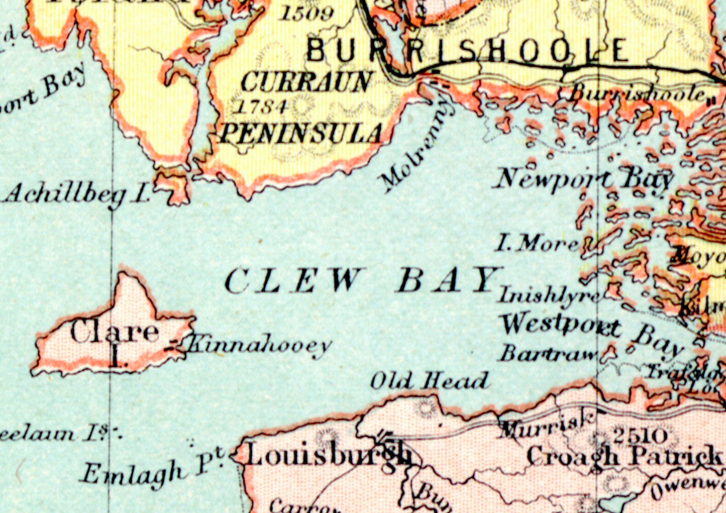 County MAYO, Antique reproduction Irish Map 1897 by Bartholomew