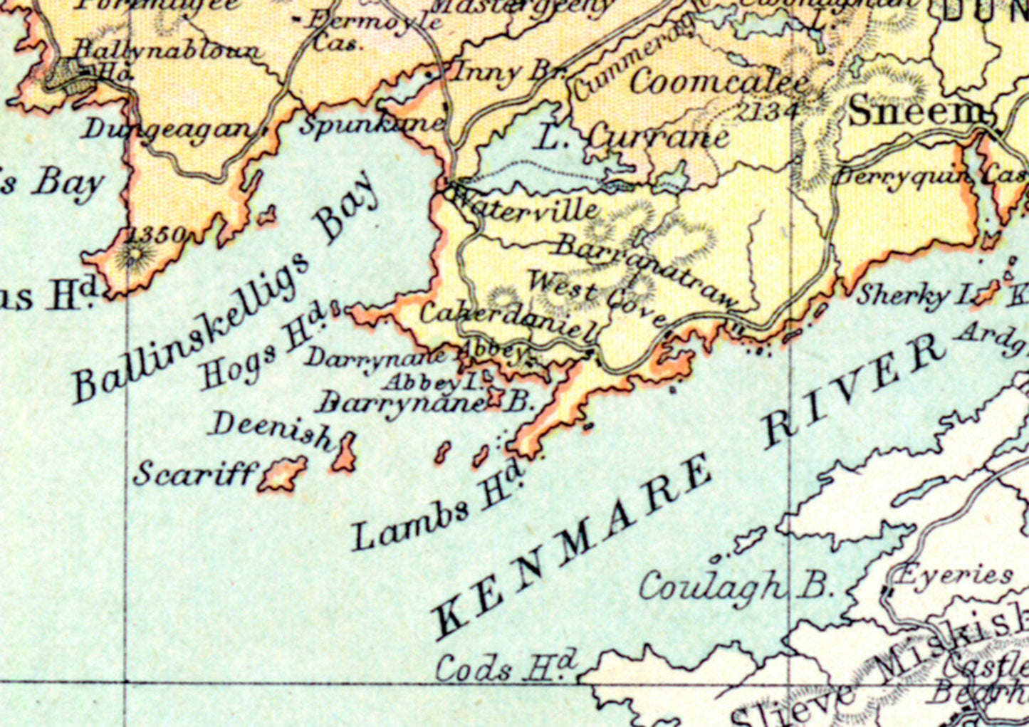 County KERRY Antique reproduction Irish Map 1897 by John Bartholomew