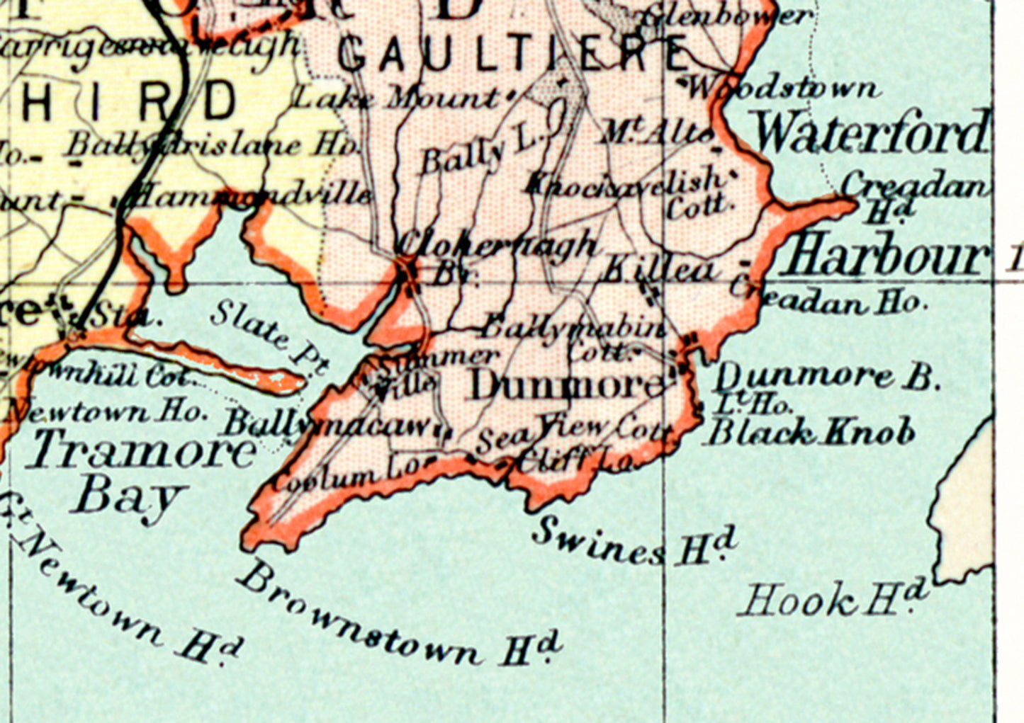 County WATERFORD reproduction Irish Map 1897 by J Bartholomew