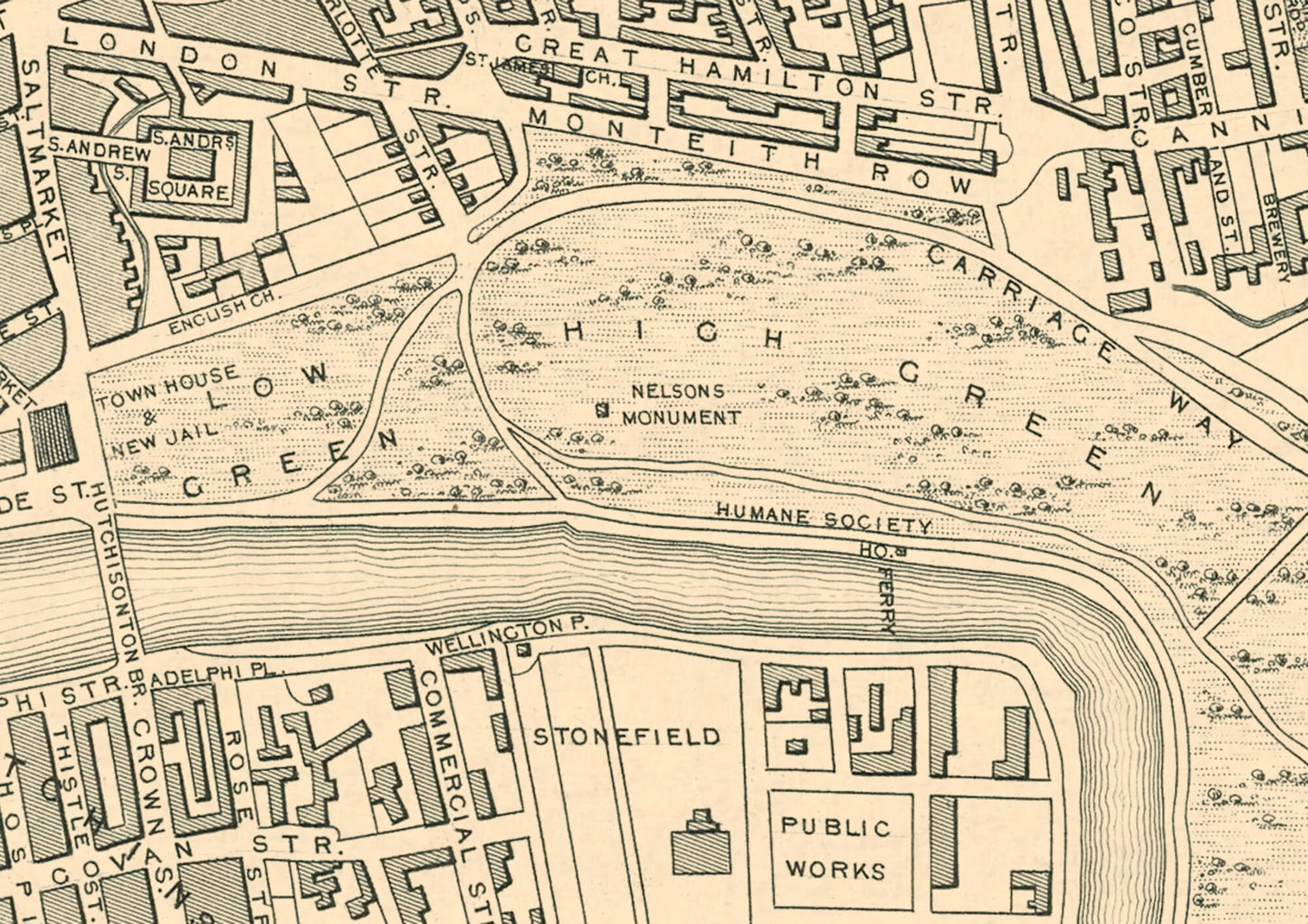 GLASGOW map 1854 by John Rapkin, Superb quality reproduction