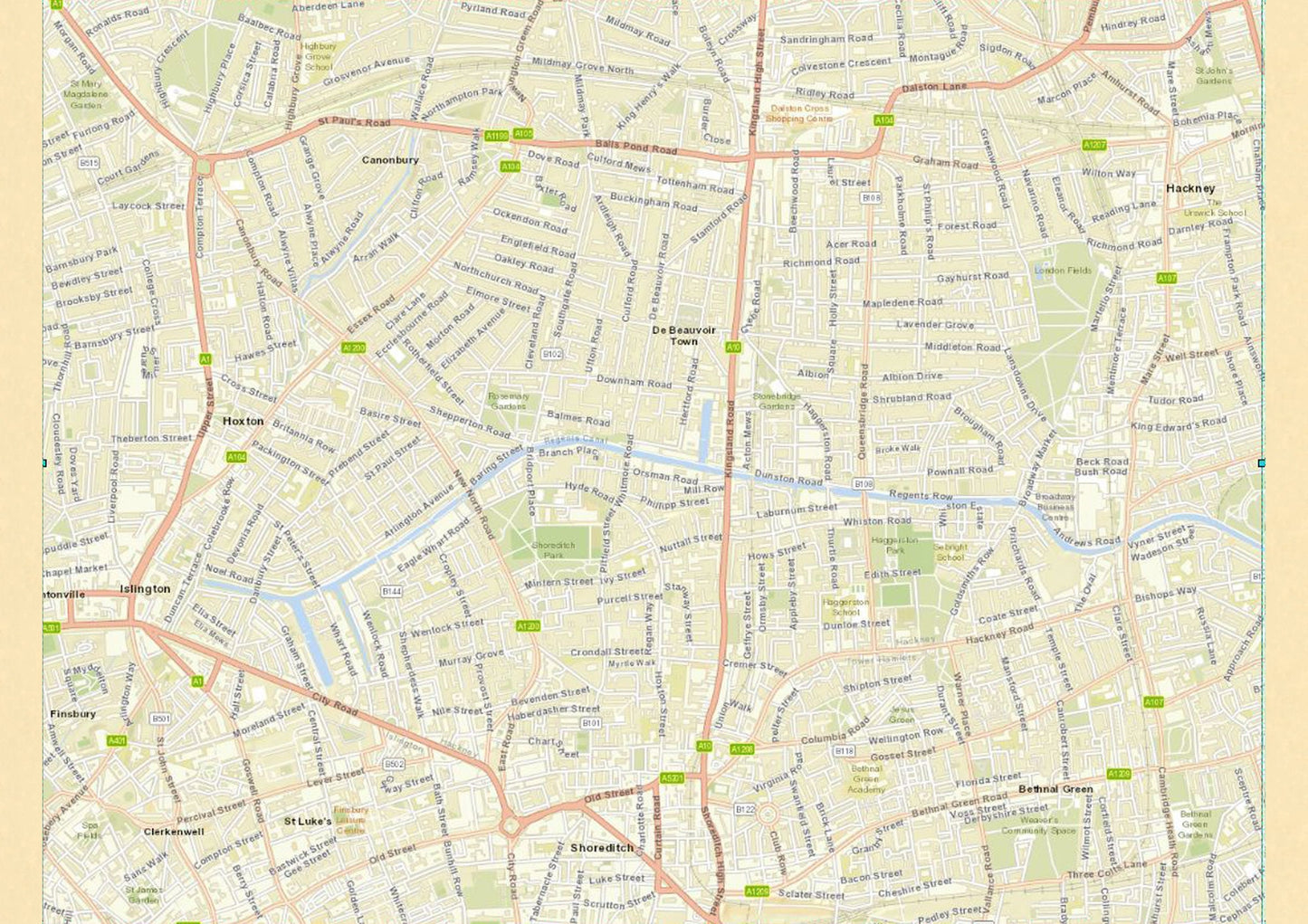 Old LONDON map 1877 Clerkenwell, Islington, Bethnal Green Sheet 7