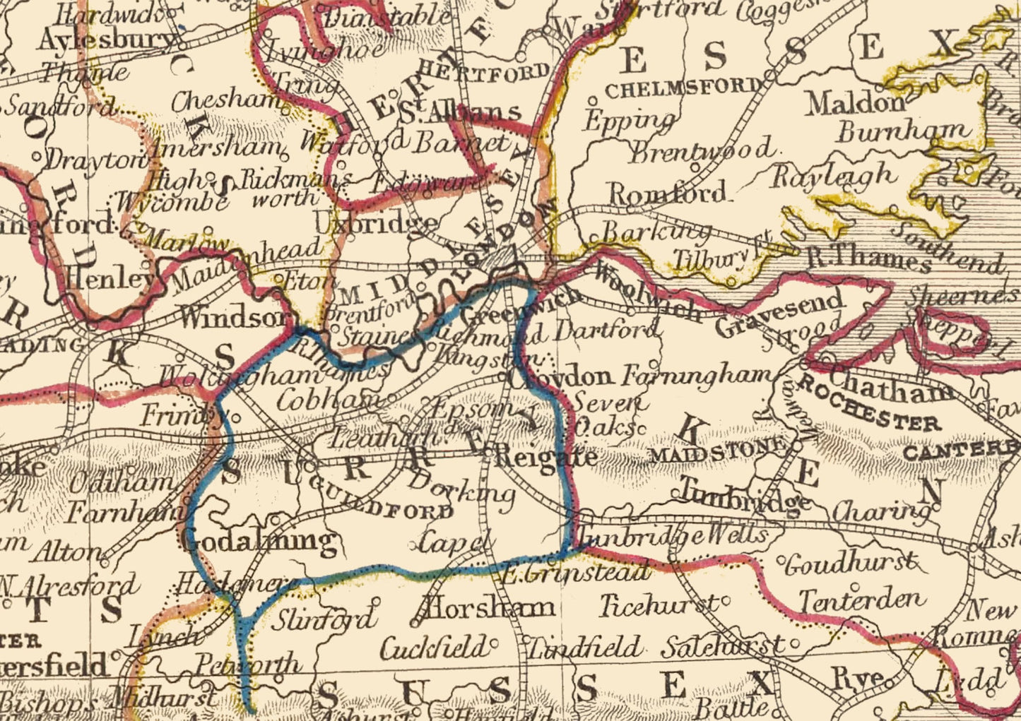Vintage ENGLAND & WALES Map 1851 John Tallis and John Rapkin