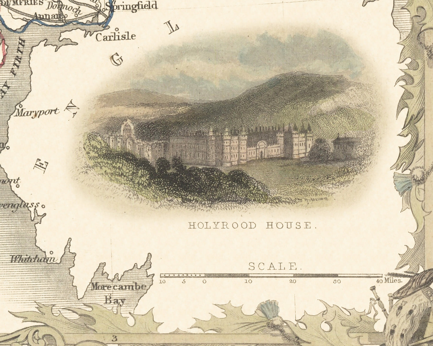 Vintage SCOTLAND Map 1851 by John Tallis and John Rapkin