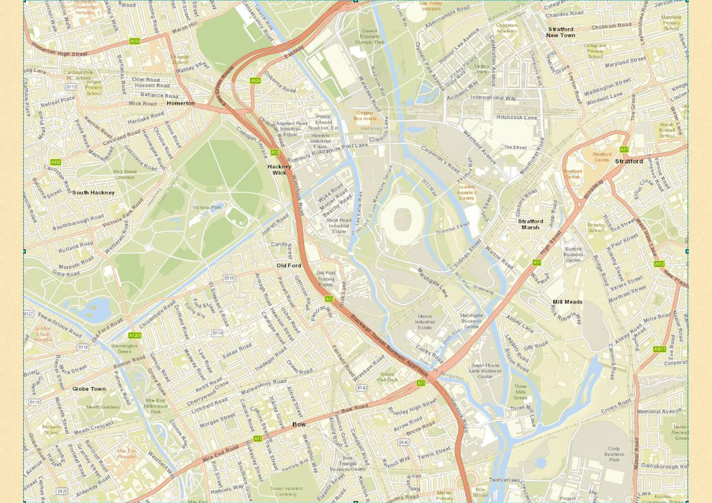 Old LONDON map 1877 Stratford, Victoria Park, Hackney Wick Sheet 8