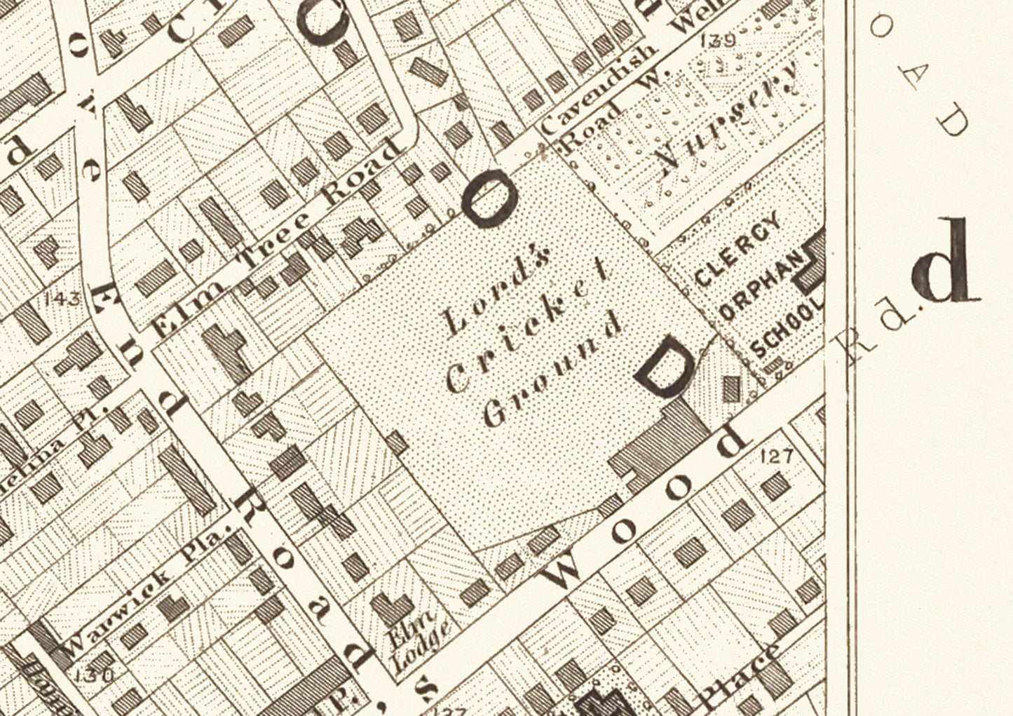 Old LONDON map 1877 Kilburn, St Johns Wood, Kensal Green Sheet 5