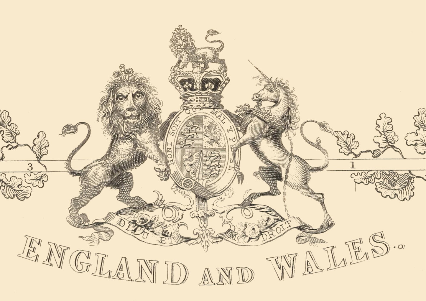 Vintage ENGLAND & WALES Map 1851 John Tallis and John Rapkin