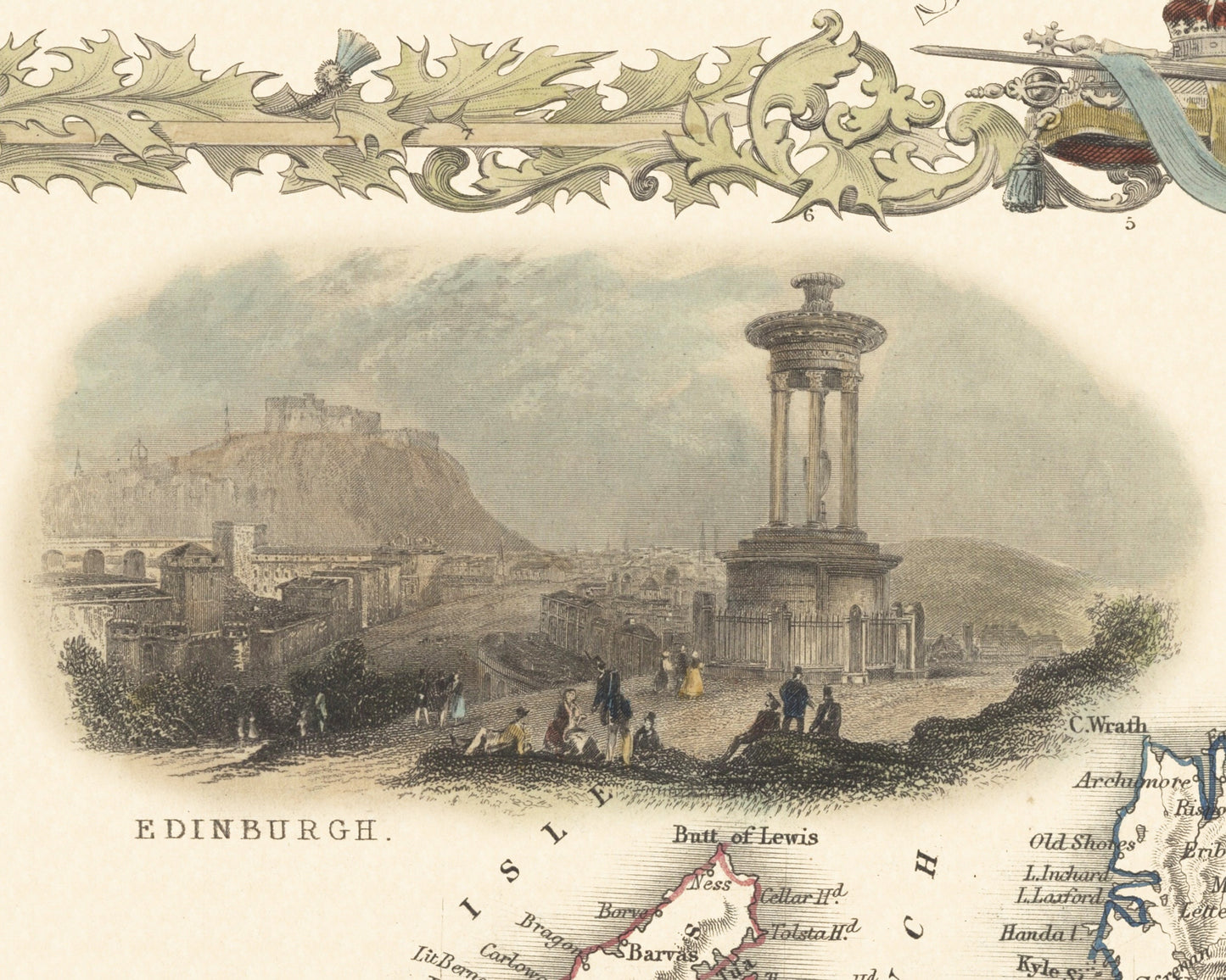 Vintage SCOTLAND Map 1851 by John Tallis and John Rapkin
