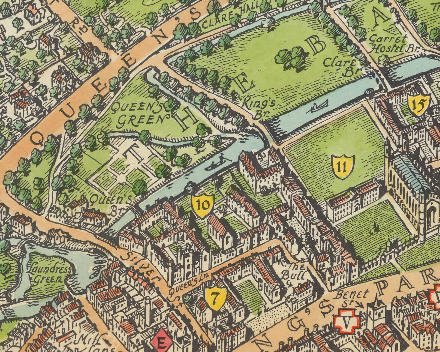 CAMBRIDGE 1930 map - Charming Pictorial map by Spencer Hoffman