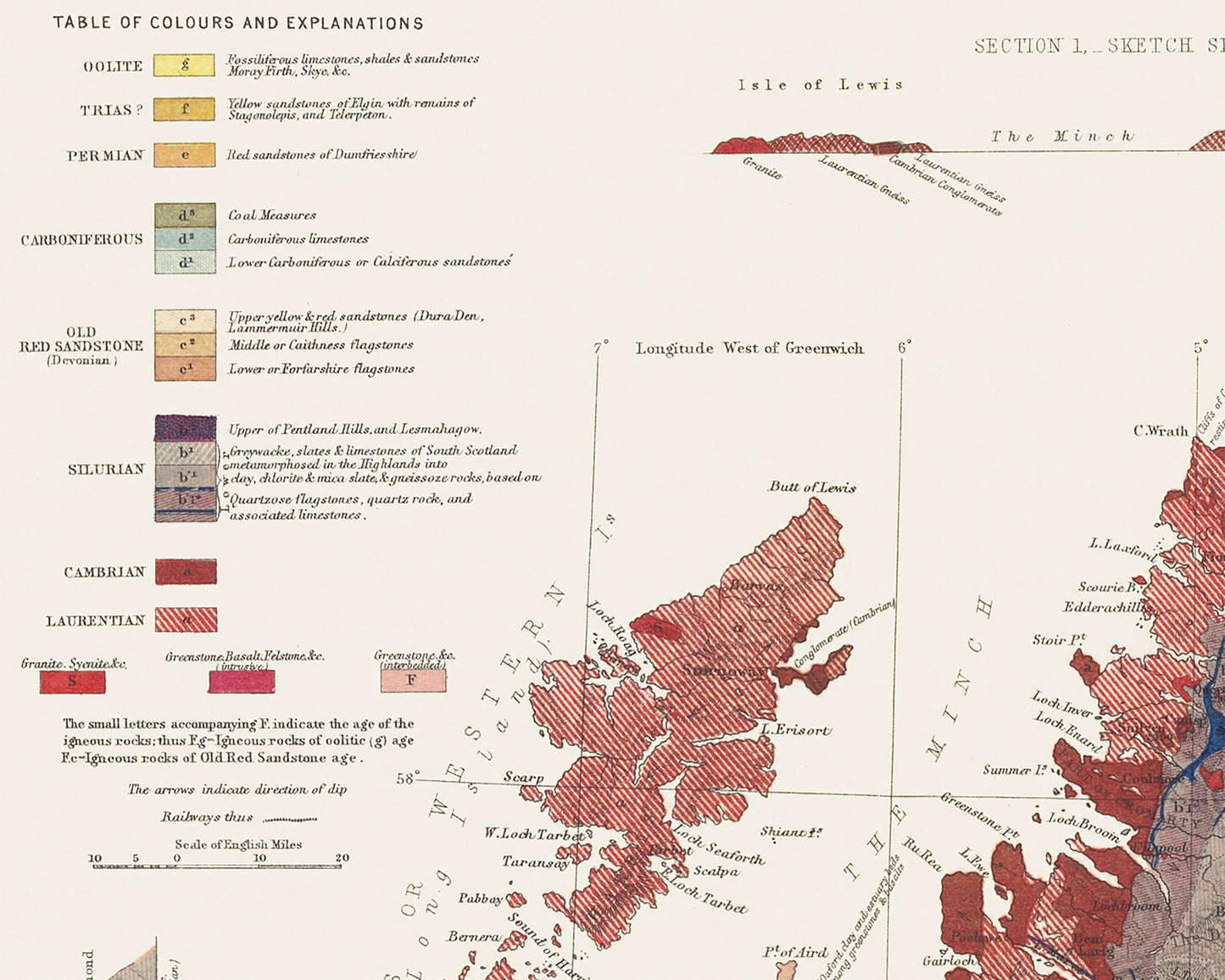 Exceptional Old GEOLOGICAL map of SCOTLAND 1862 Roderick Murchison