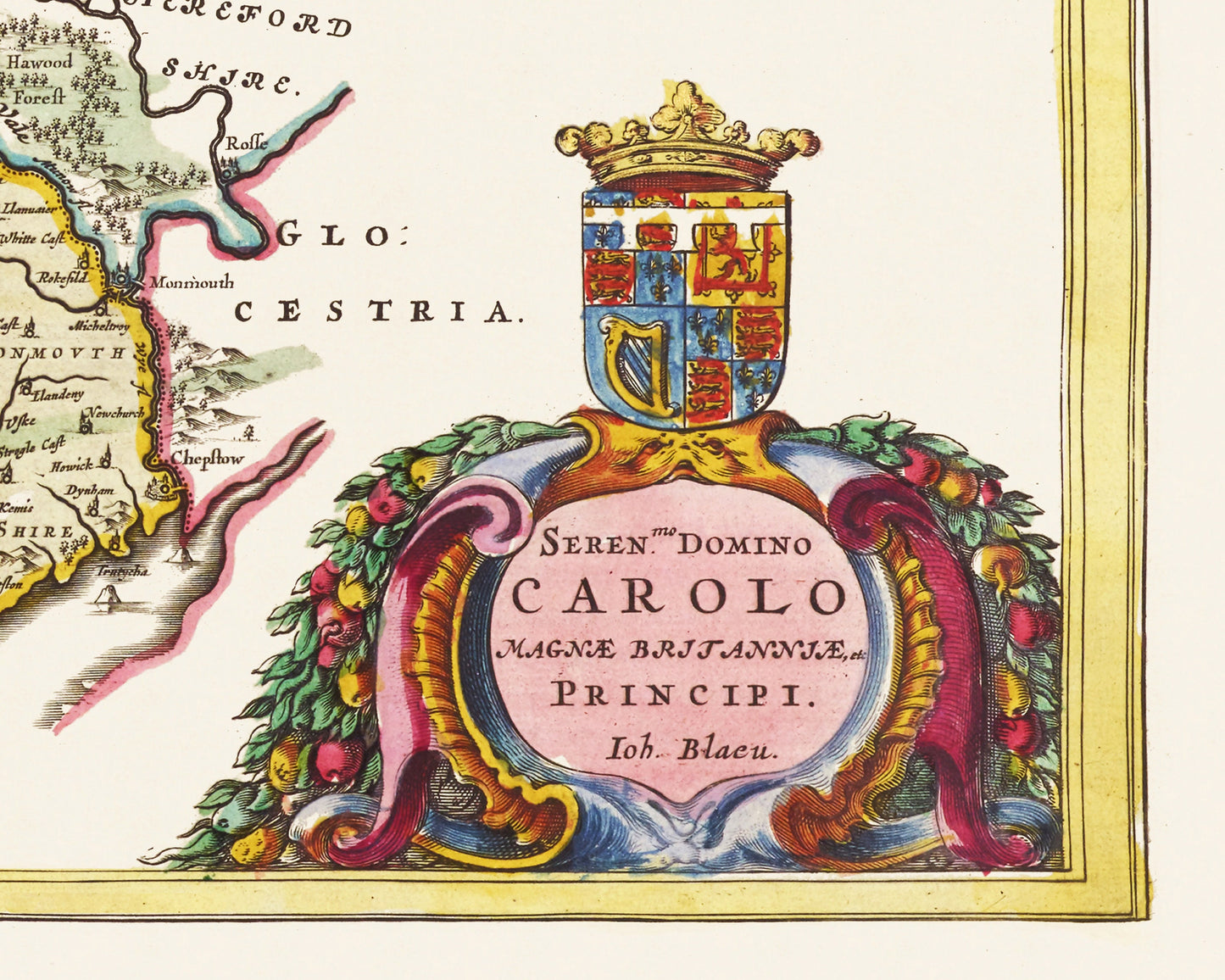 Stunning Old WALES Map by Joan Blaeu 1645 - Cardiff Swansea Neath