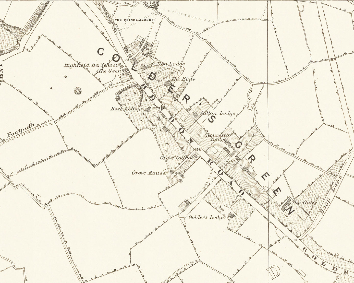 Old LONDON Map 1877 Hampstead, Cricklewood, Golders Green Sheet 1
