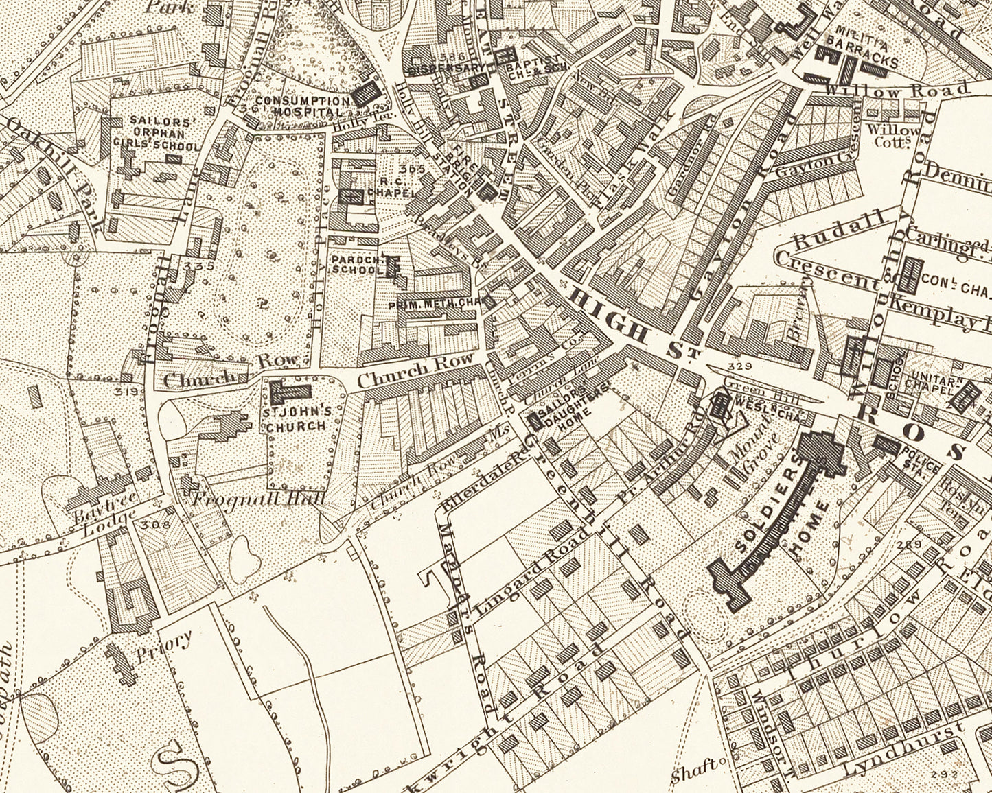 Old LONDON Map 1877 Hampstead, Cricklewood, Golders Green Sheet 1