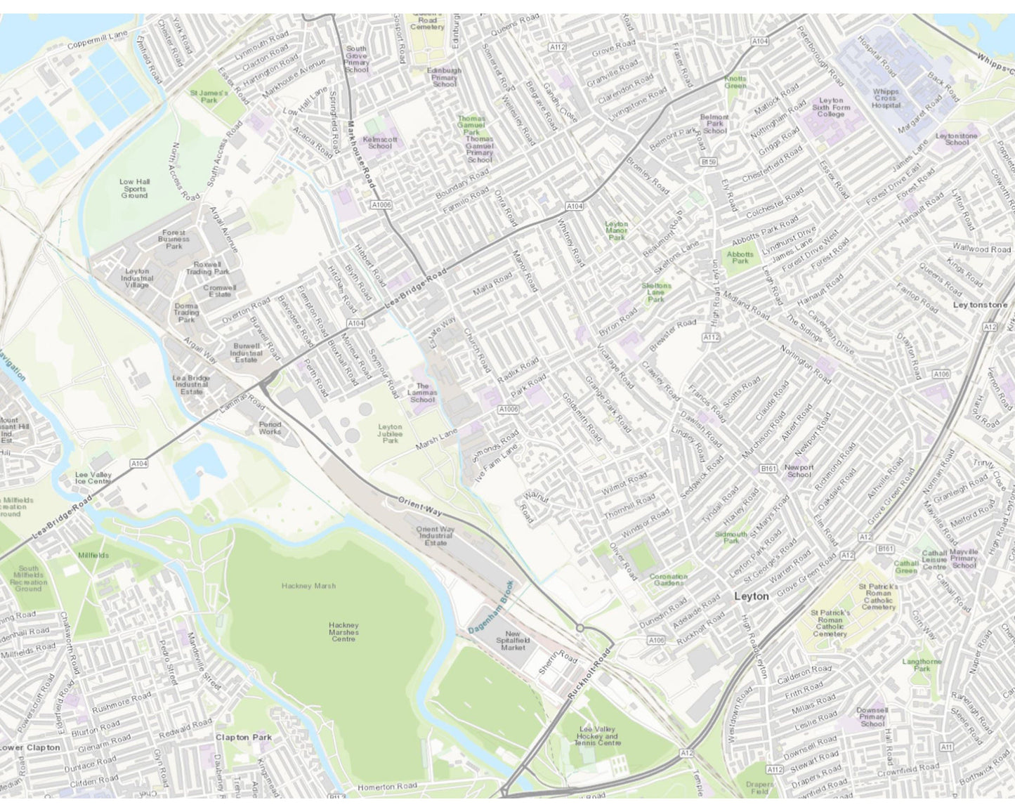 Old LONDON Map 1877 Walthamstow, Lower Clapton, Leytonstone Sheet 4