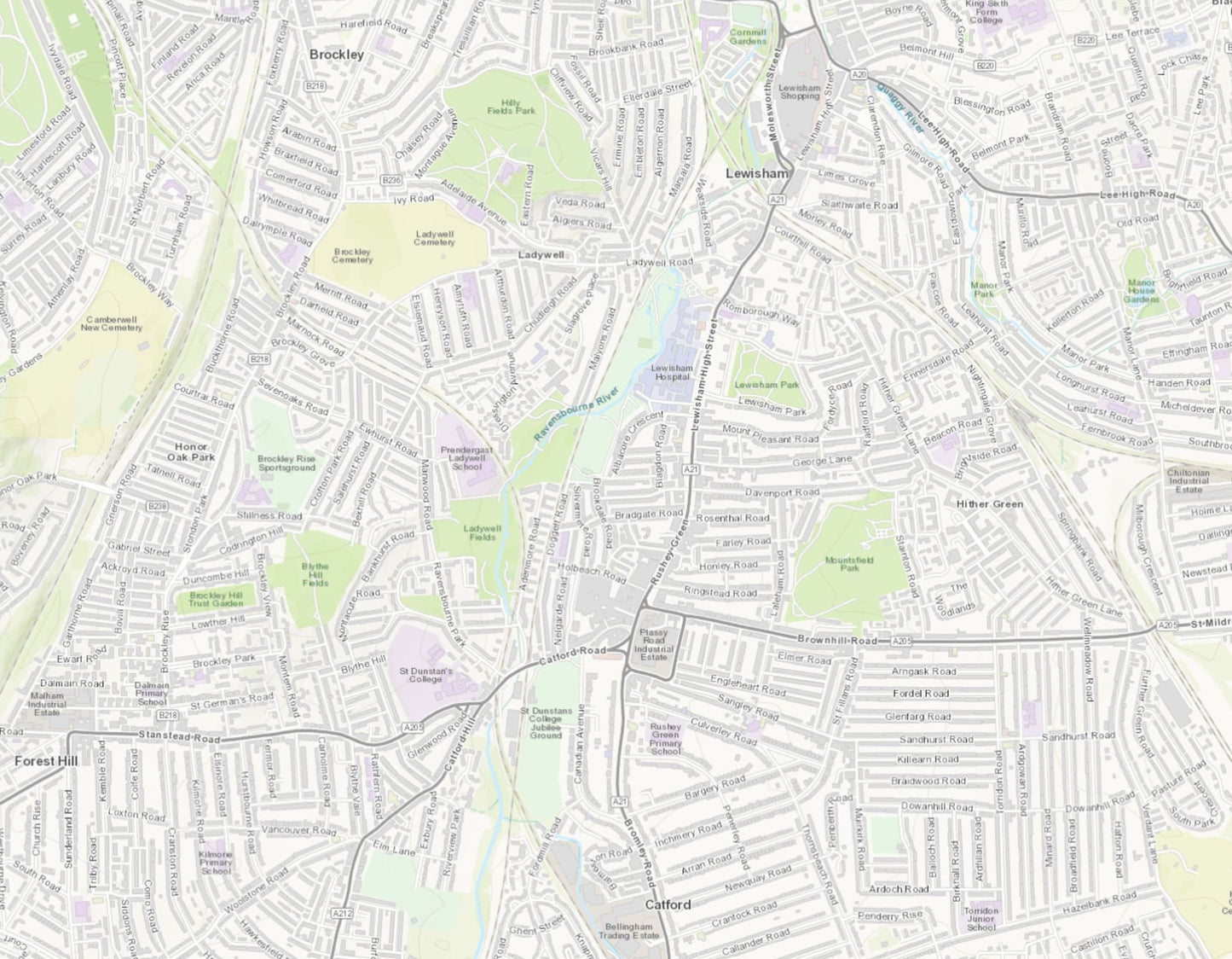 Old LONDON map 1877 Lewisham Hither Green Rushy Green Sheet 20