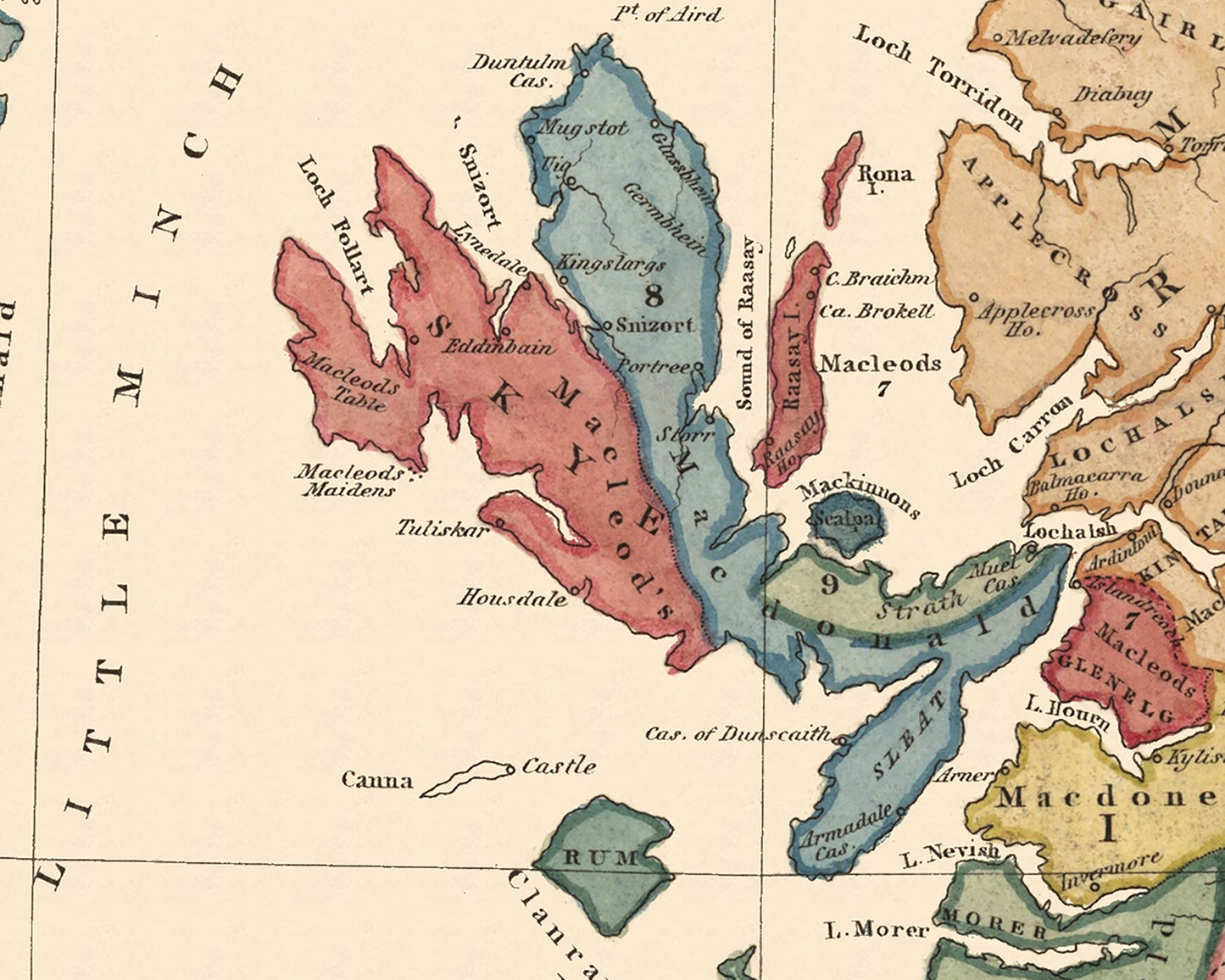 Old SCOTLAND CLAN Map of the Highlands of Scotland by W Lizars 1822