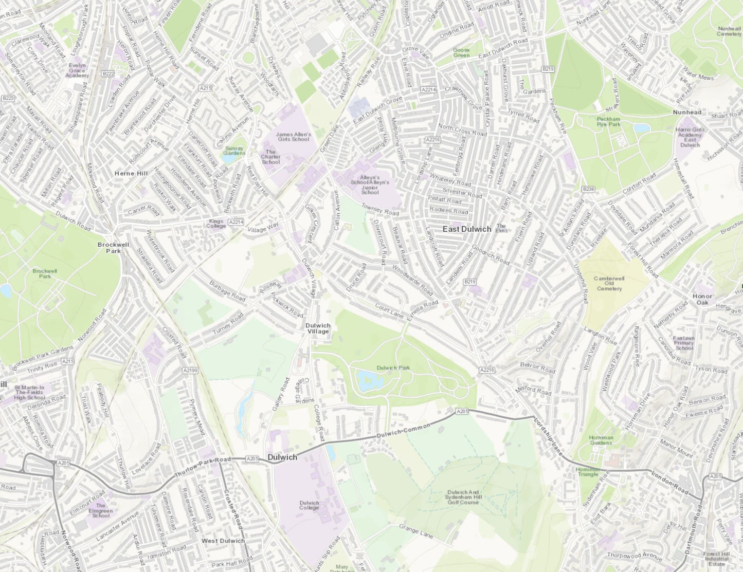 Old LONDON map 1877 Herne Hill, Dulwich and East Dulwich Sheet 19
