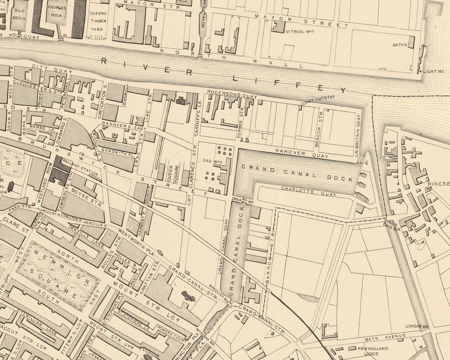 Vintage DUBLIN map c.1851 by John Tallis exceptional reproduction