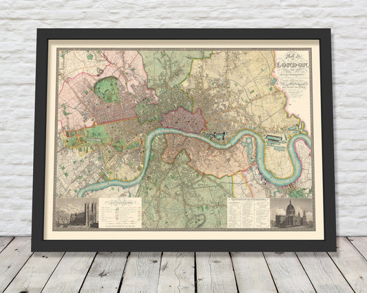 OLD LONDON Map 1835 edition by C & J Greenwood