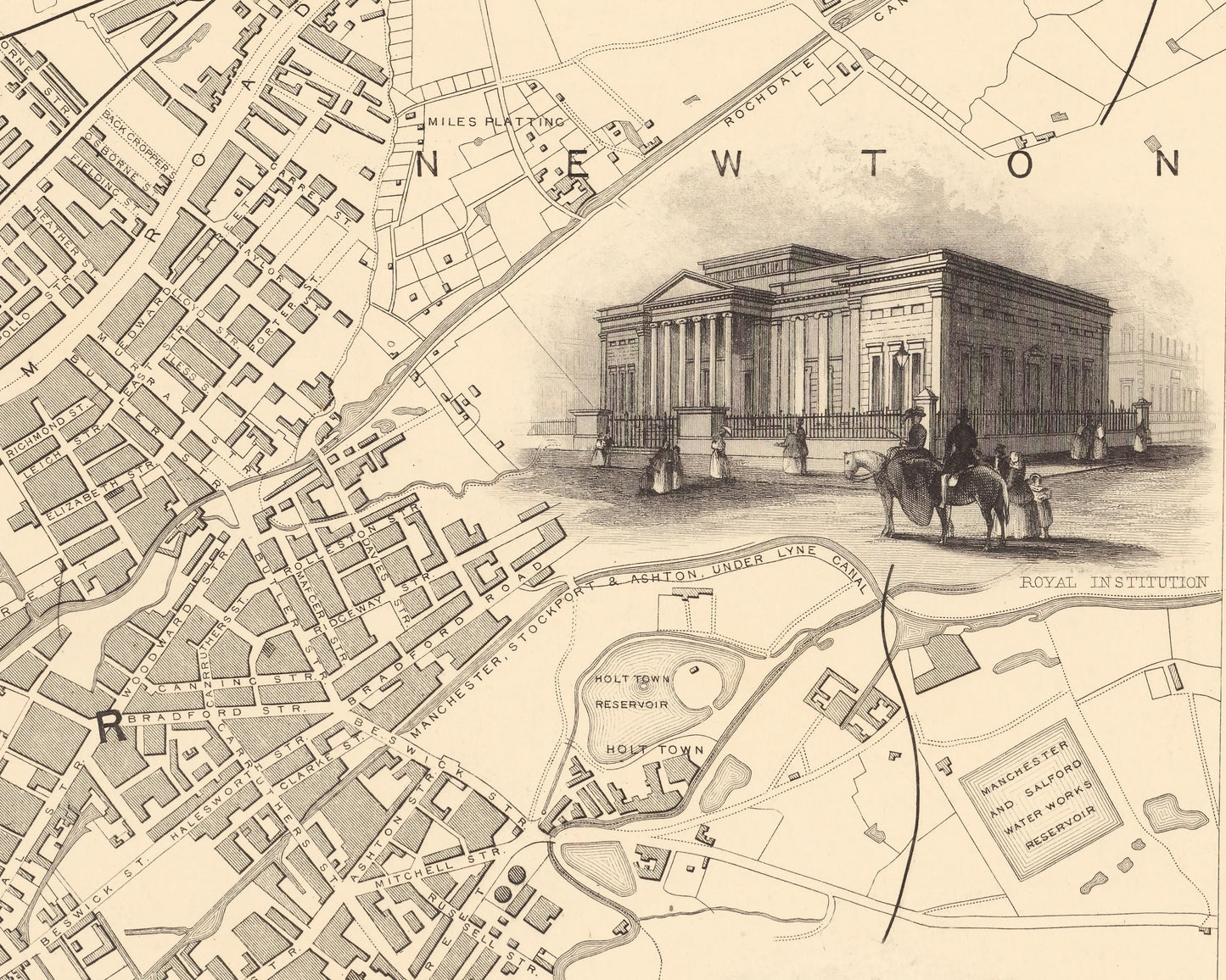 Victorian MANCHESTER and its Envrions map 1851 John Tallis