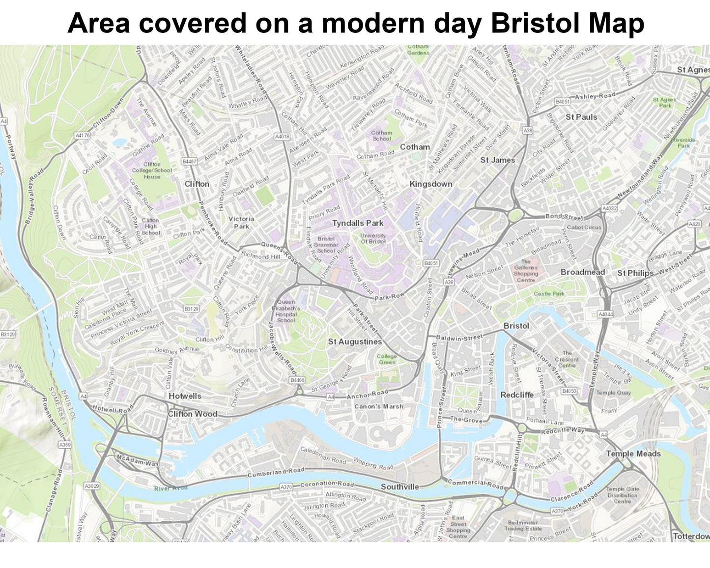 Victorian BRISTOL and Clifton map c.1851 by Tallis fine reproduction