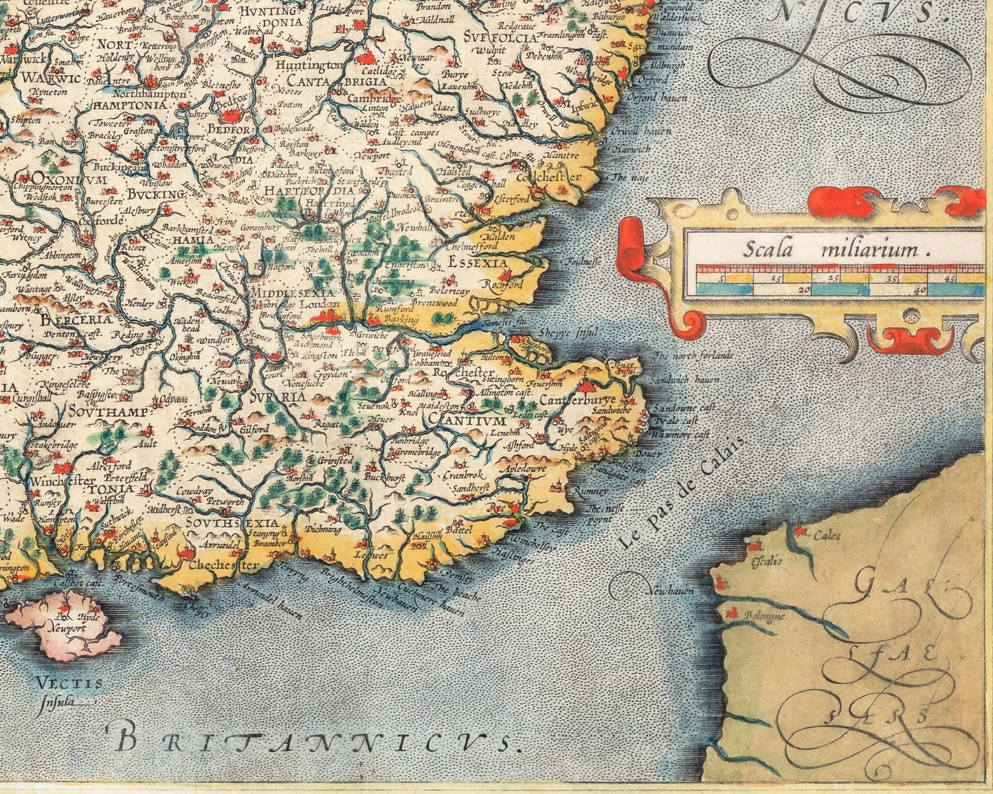 Stunning ENGLAND and WALES map Anglia Regnum by Abraham Ortelius 1603