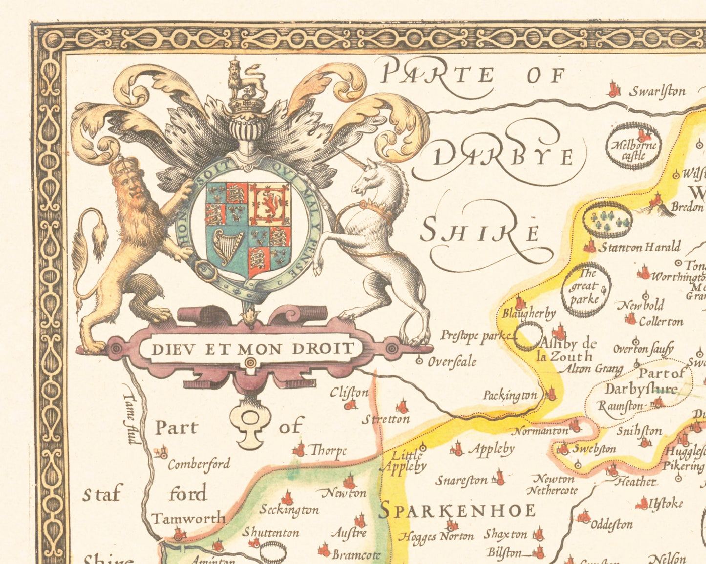 Old LEICESTERSHIRE map John Speed 1611 - Leicester Loughborough