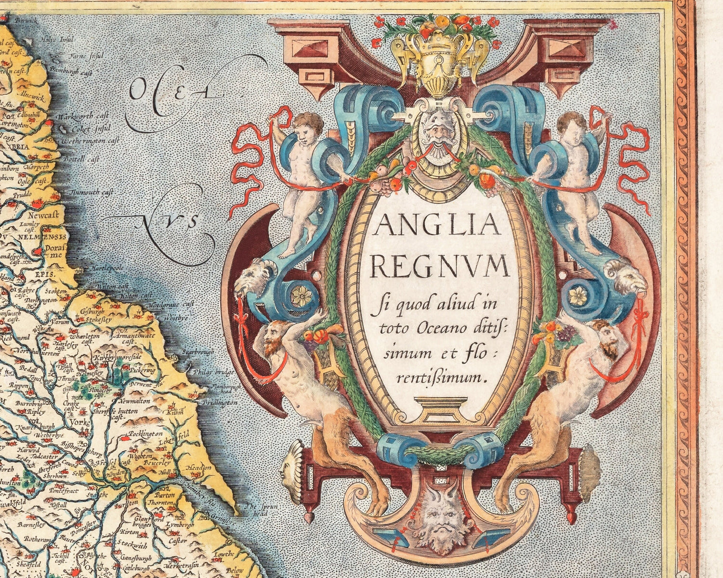 Stunning ENGLAND and WALES map Anglia Regnum by Abraham Ortelius 1603